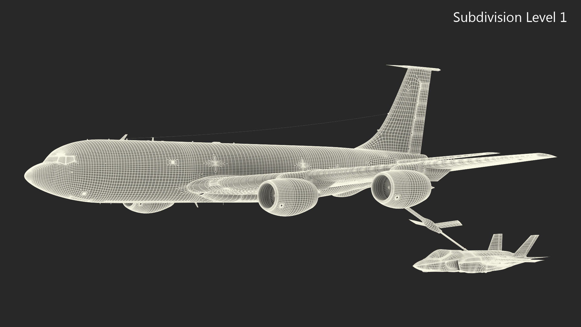 3D model Boeing KC 135 Stratotanker with F35 Lightning II Rigged