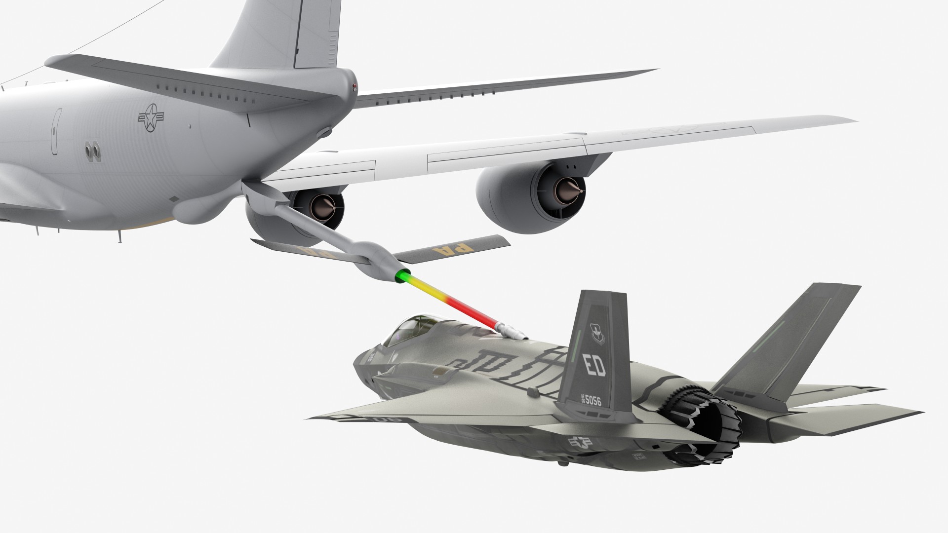 3D model Boeing KC 135 Stratotanker with F35 Lightning II Rigged