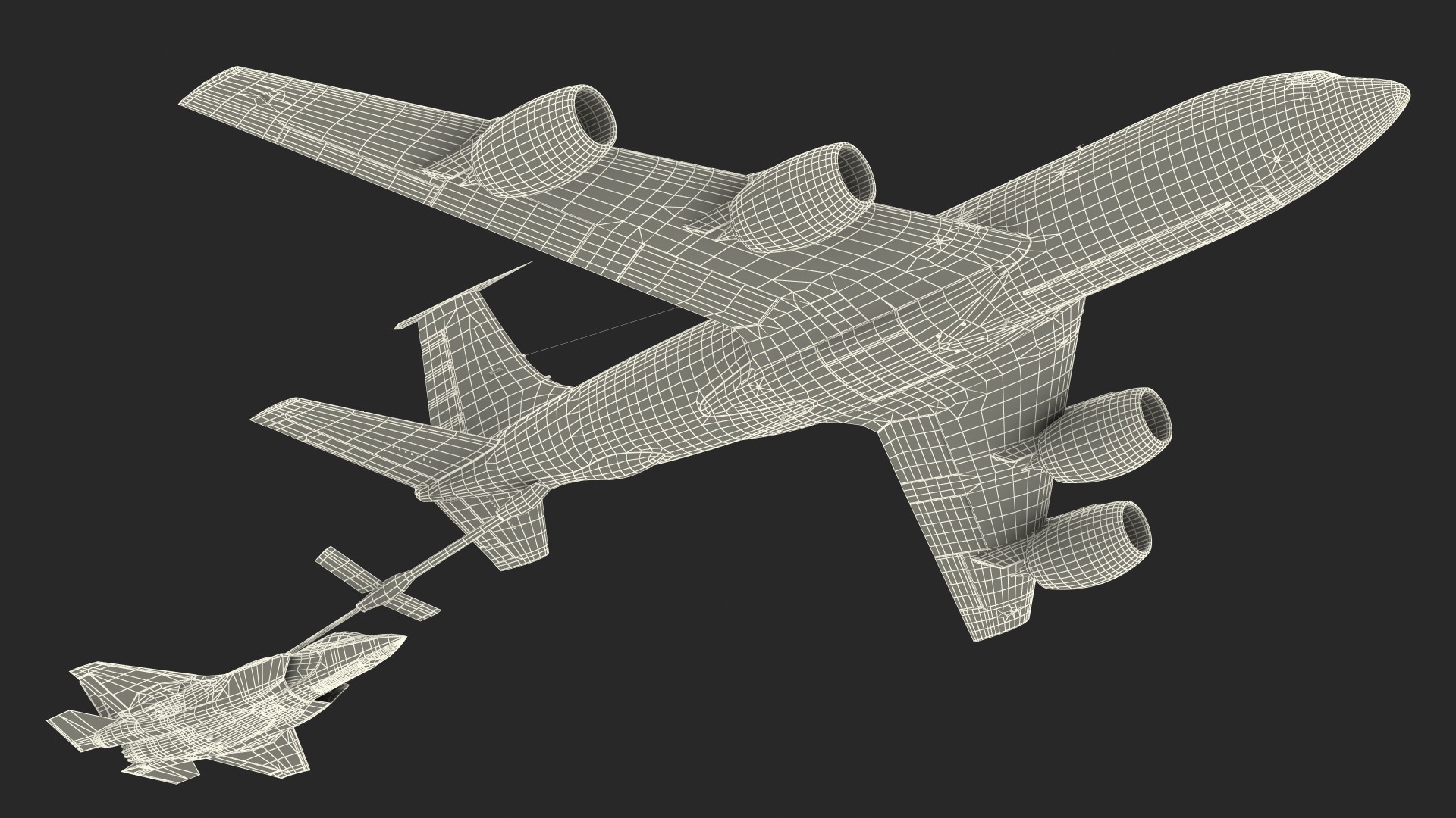 3D model Boeing KC 135 Stratotanker with F35 Lightning II Rigged