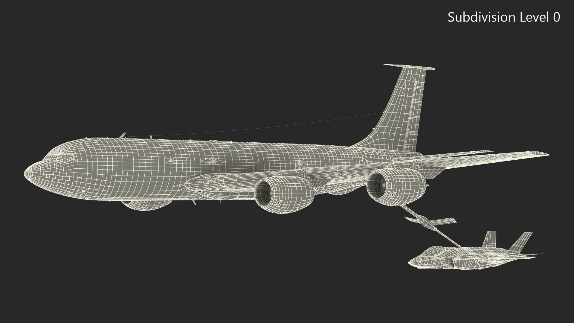 3D model Boeing KC 135 Stratotanker with F35 Lightning II Rigged