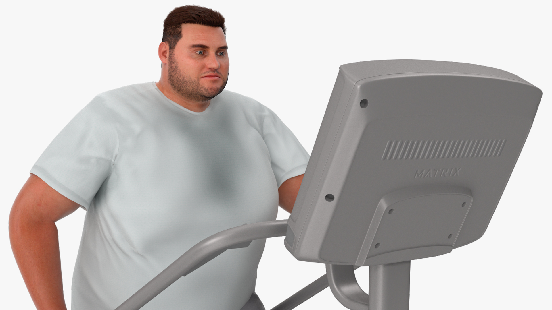 Fat Guy on a Stair Stepping Workout Fur 3D model