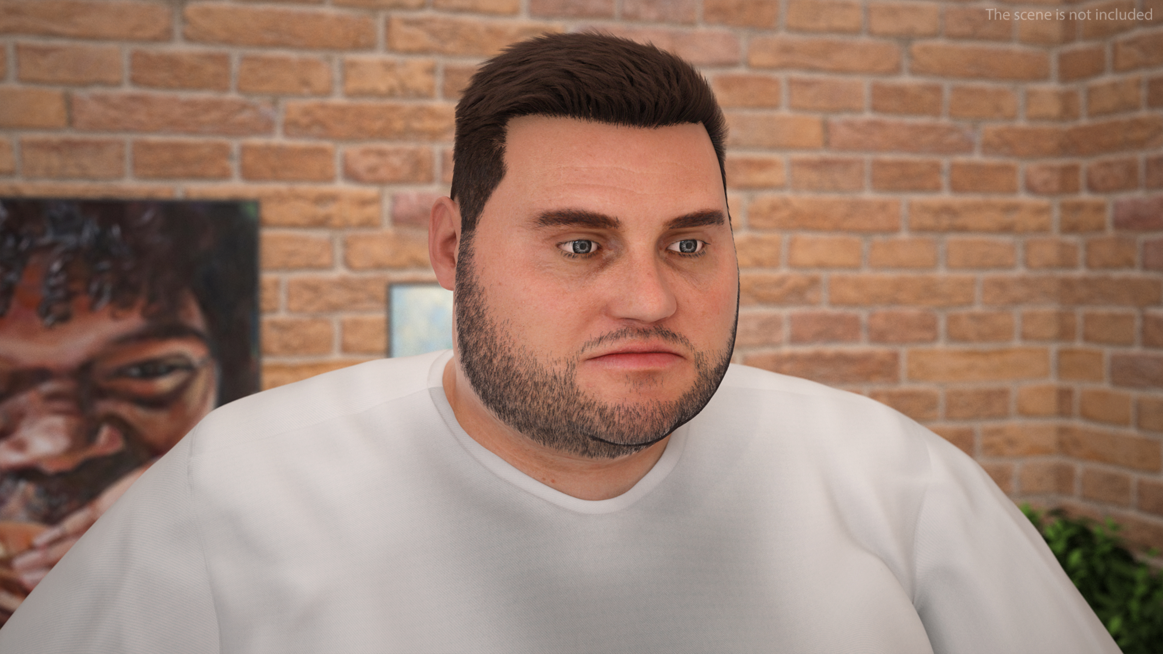 Fat Guy on a Stair Stepping Workout Fur 3D model
