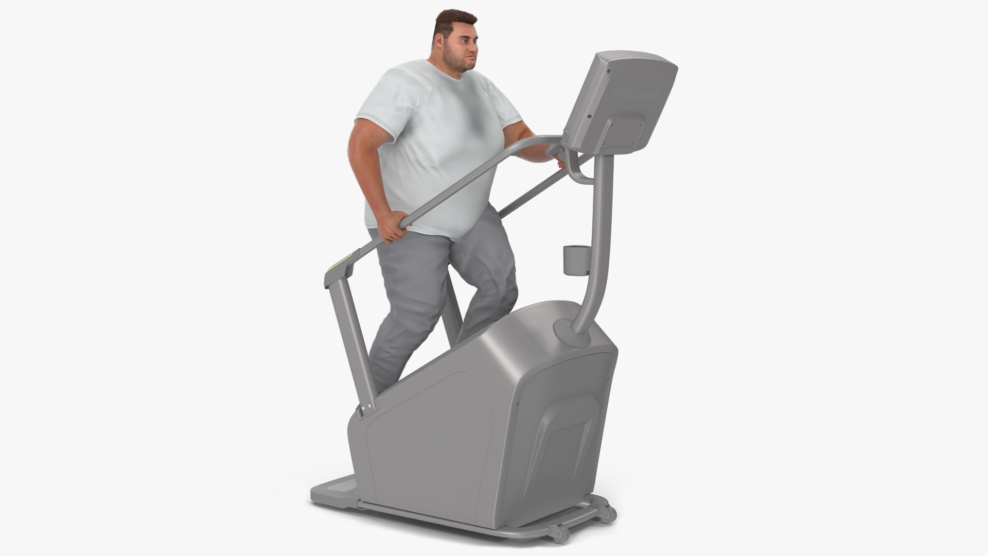 Fat Guy on a Stair Stepping Workout Fur 3D model