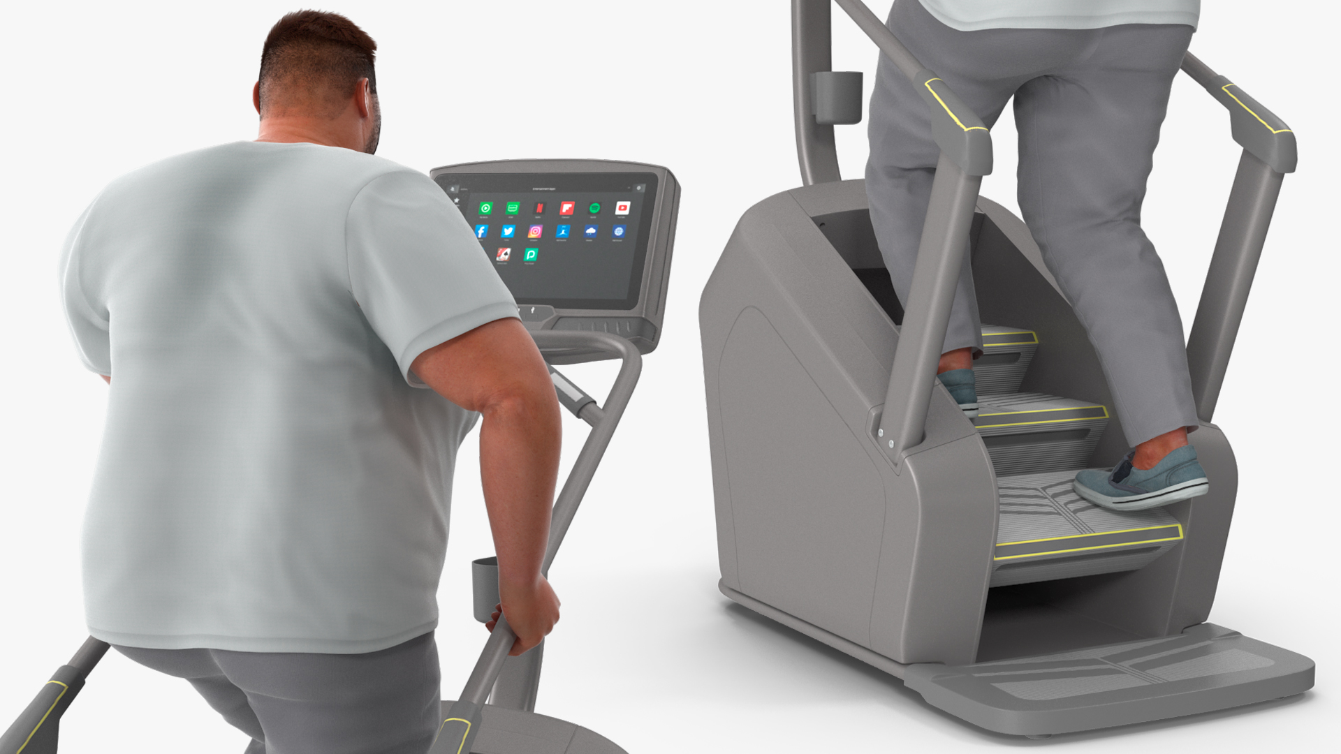 Fat Guy on a Stair Stepping Workout Fur 3D model