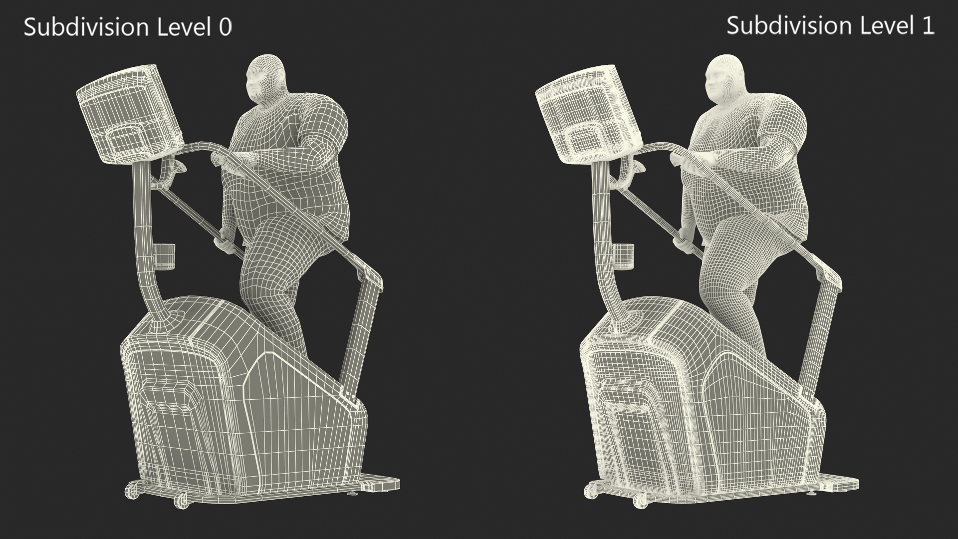 Fat Guy on a Stair Stepping Workout Fur 3D model