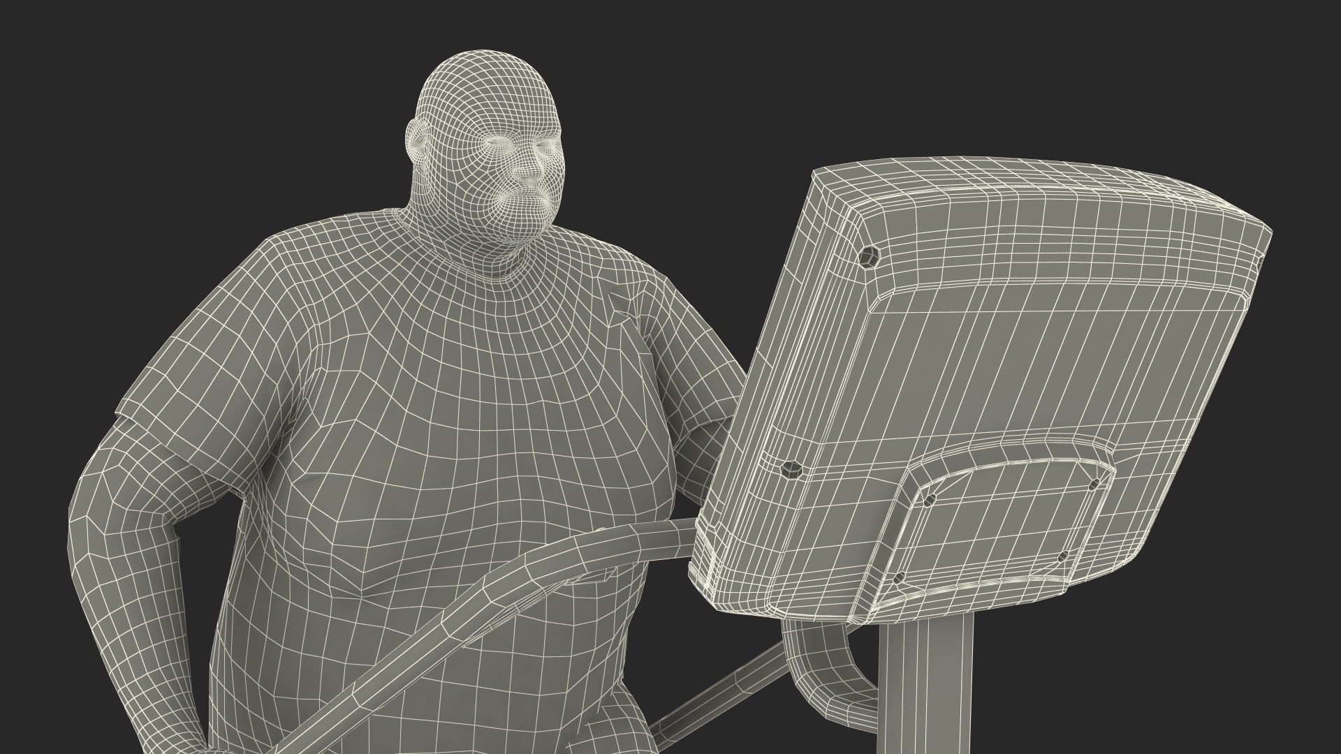 Fat Guy on a Stair Stepping Workout Fur 3D model