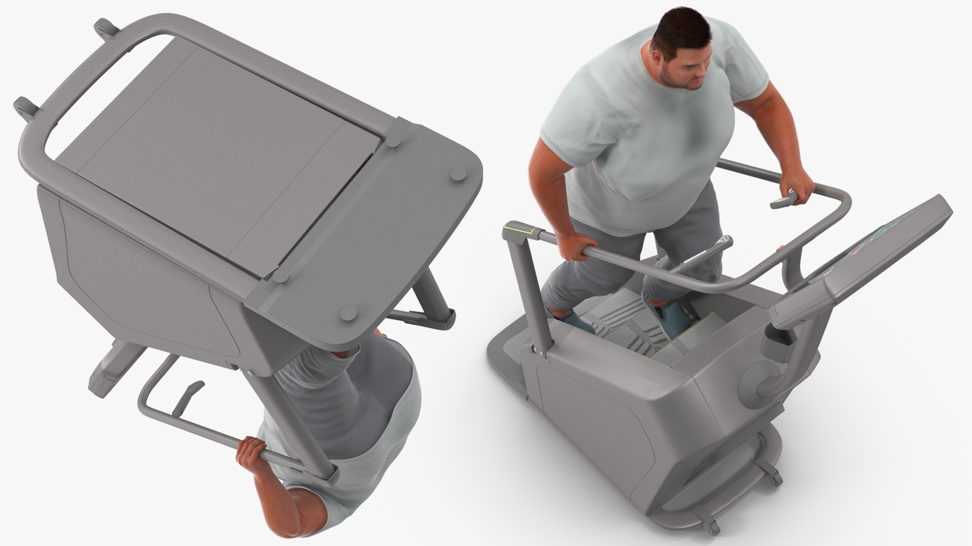 Fat Guy on a Stair Stepping Workout Fur 3D model