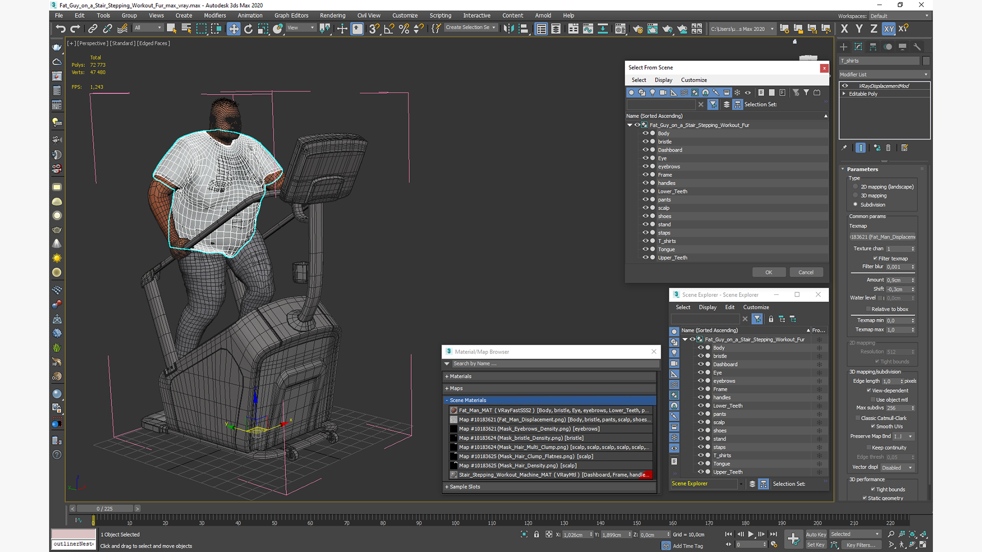 Fat Guy on a Stair Stepping Workout Fur 3D model