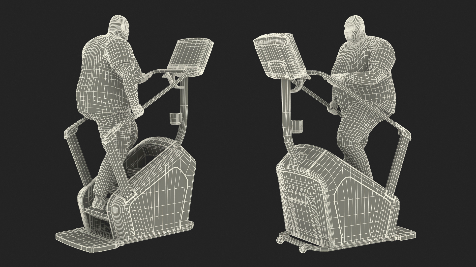 Fat Guy on a Stair Stepping Workout Fur 3D model
