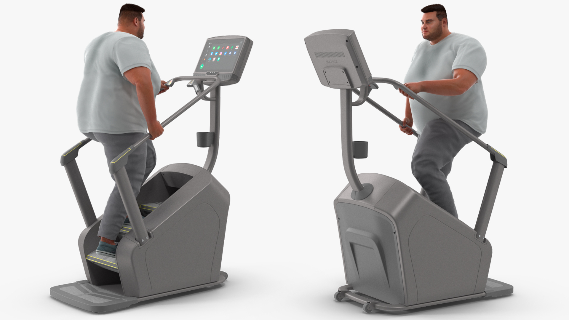 Fat Guy on a Stair Stepping Workout Fur 3D model