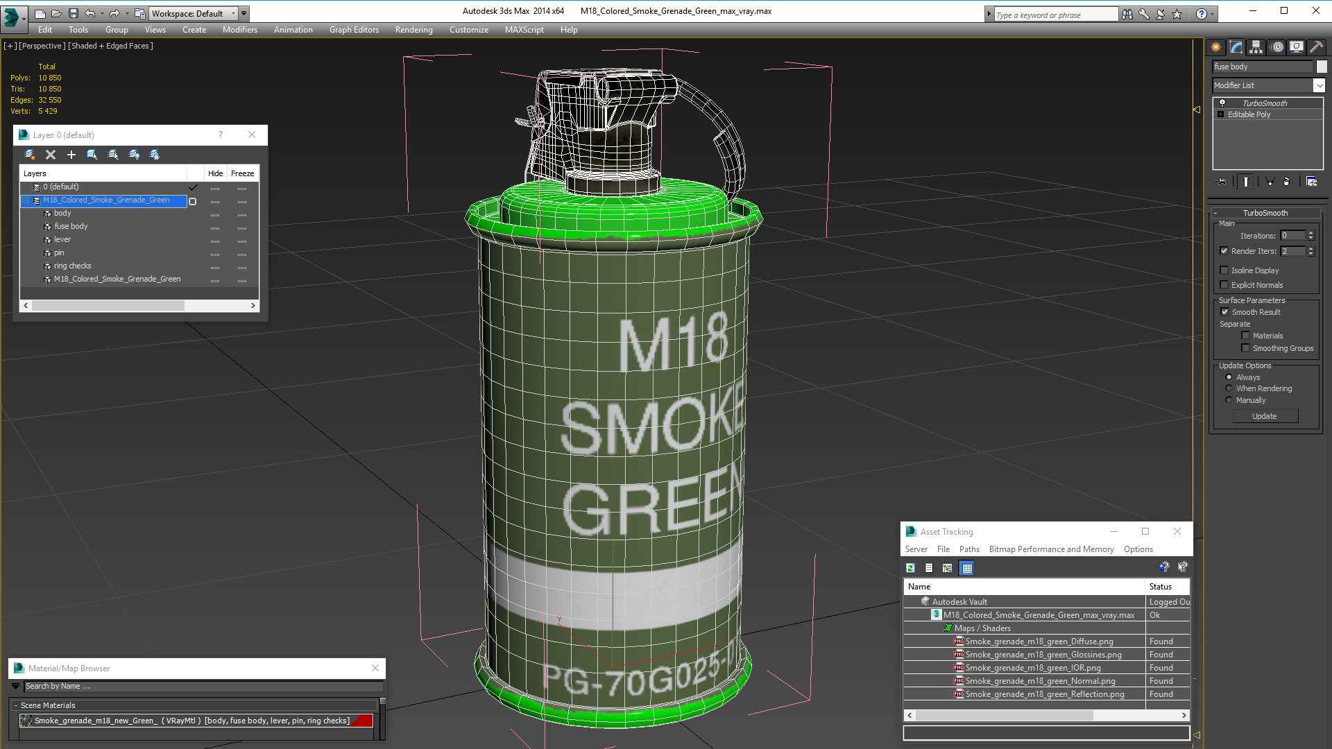 3D M18 Colored Smoke Grenade Green