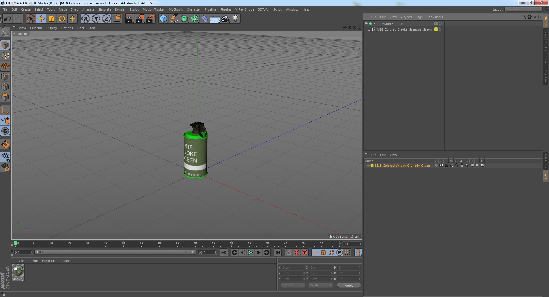 3D M18 Colored Smoke Grenade Green