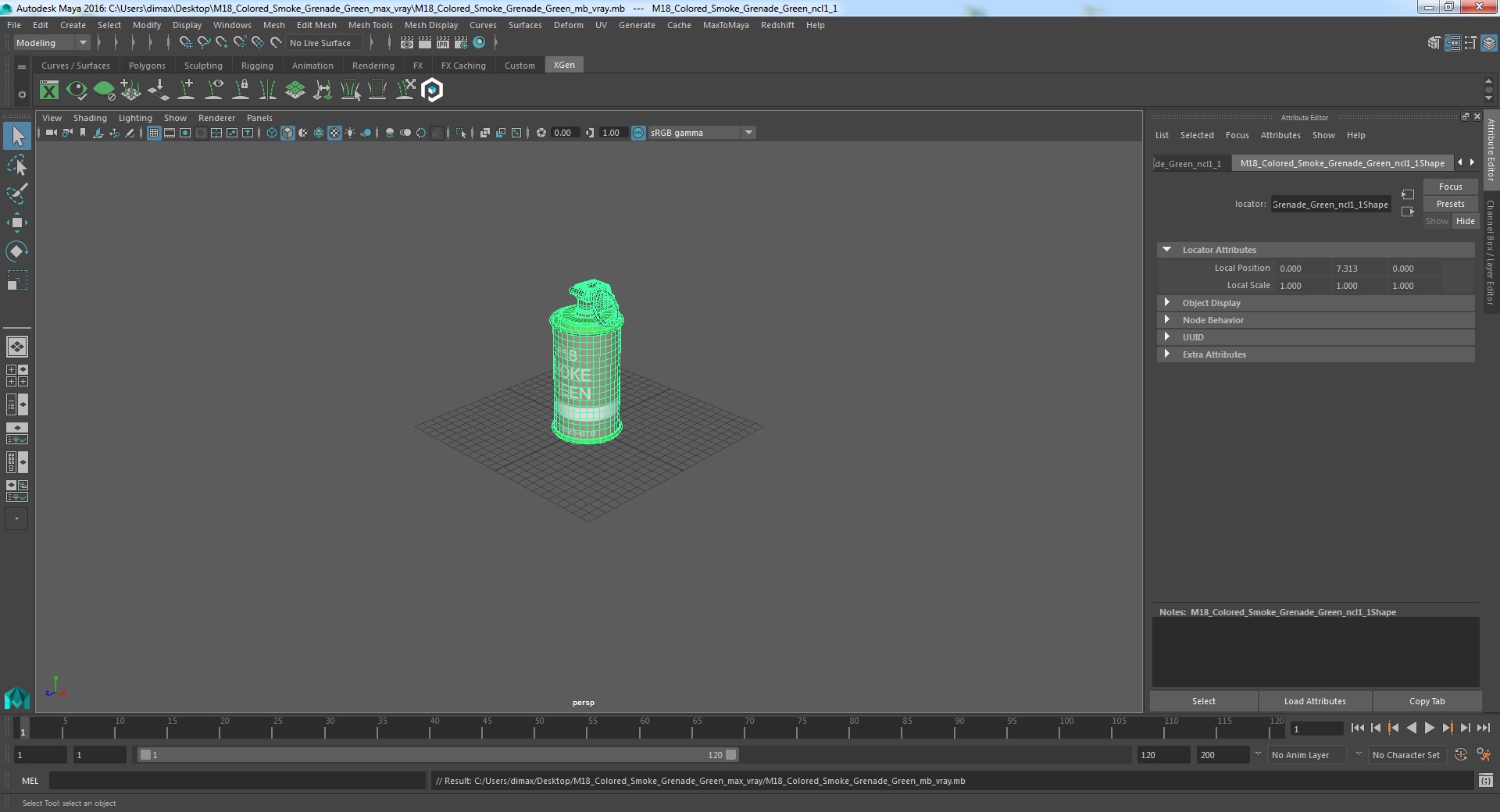 3D M18 Colored Smoke Grenade Green