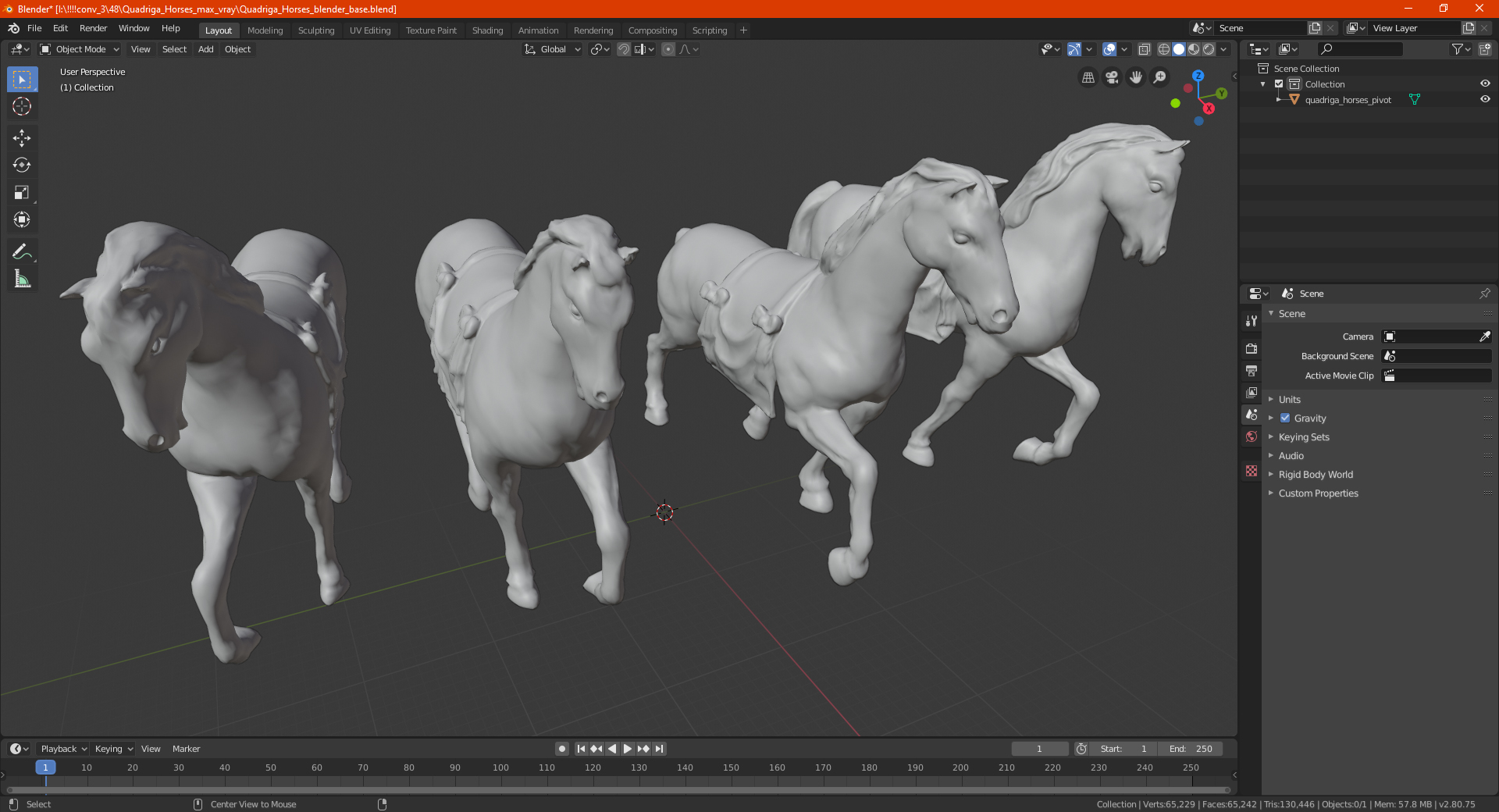 3D model Quadriga Horses