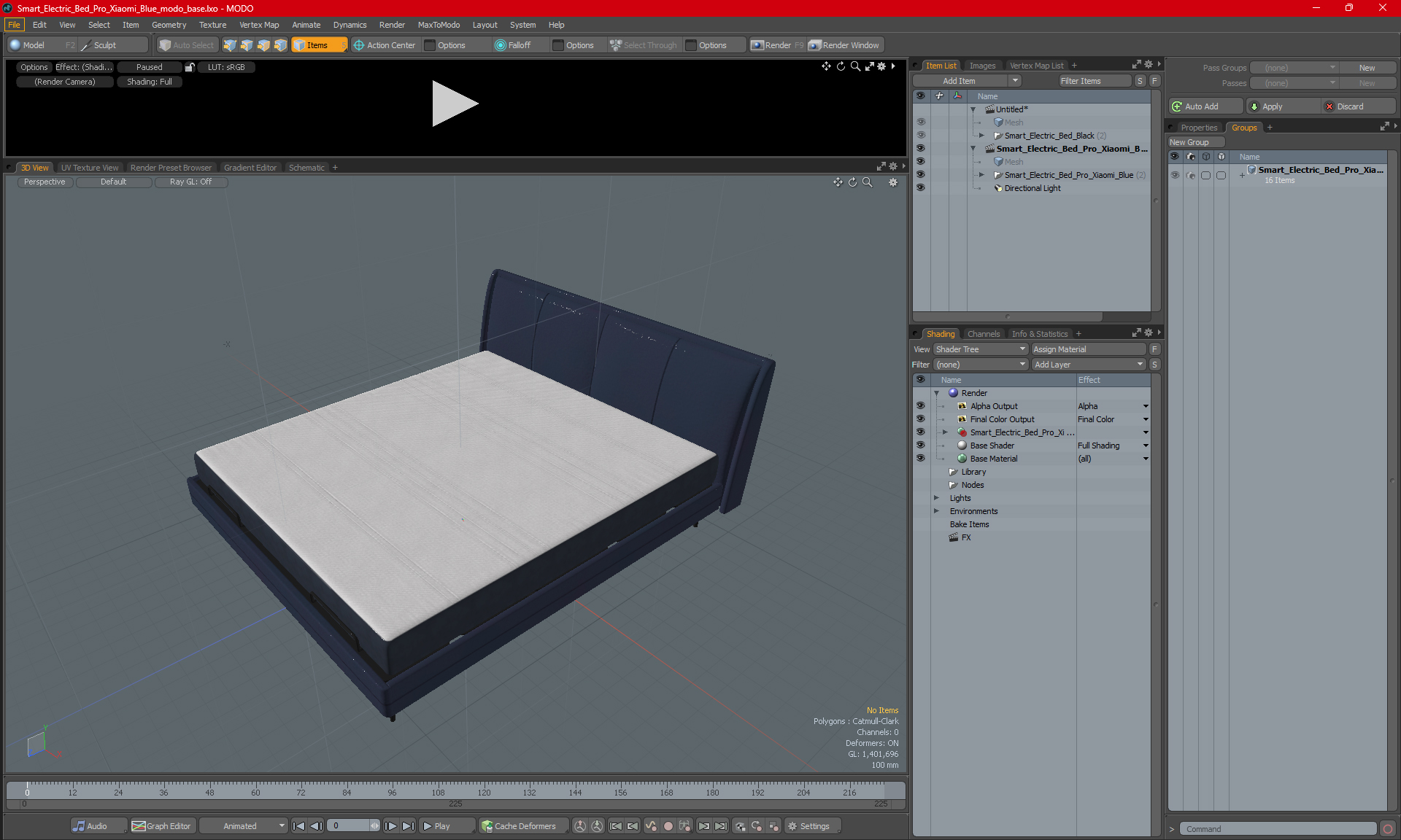 Smart Electric Bed Pro Xiaomi Blue 3D model