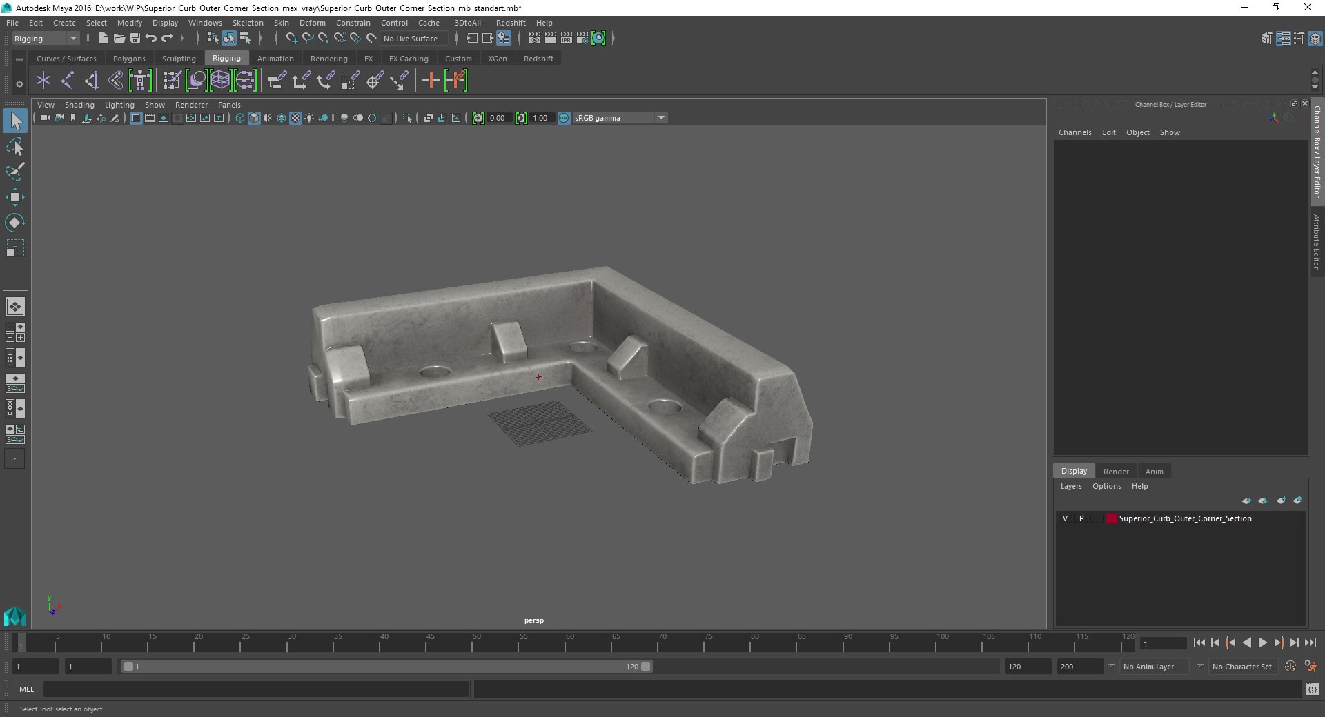 Superior Curb Outer Corner Section 3D model