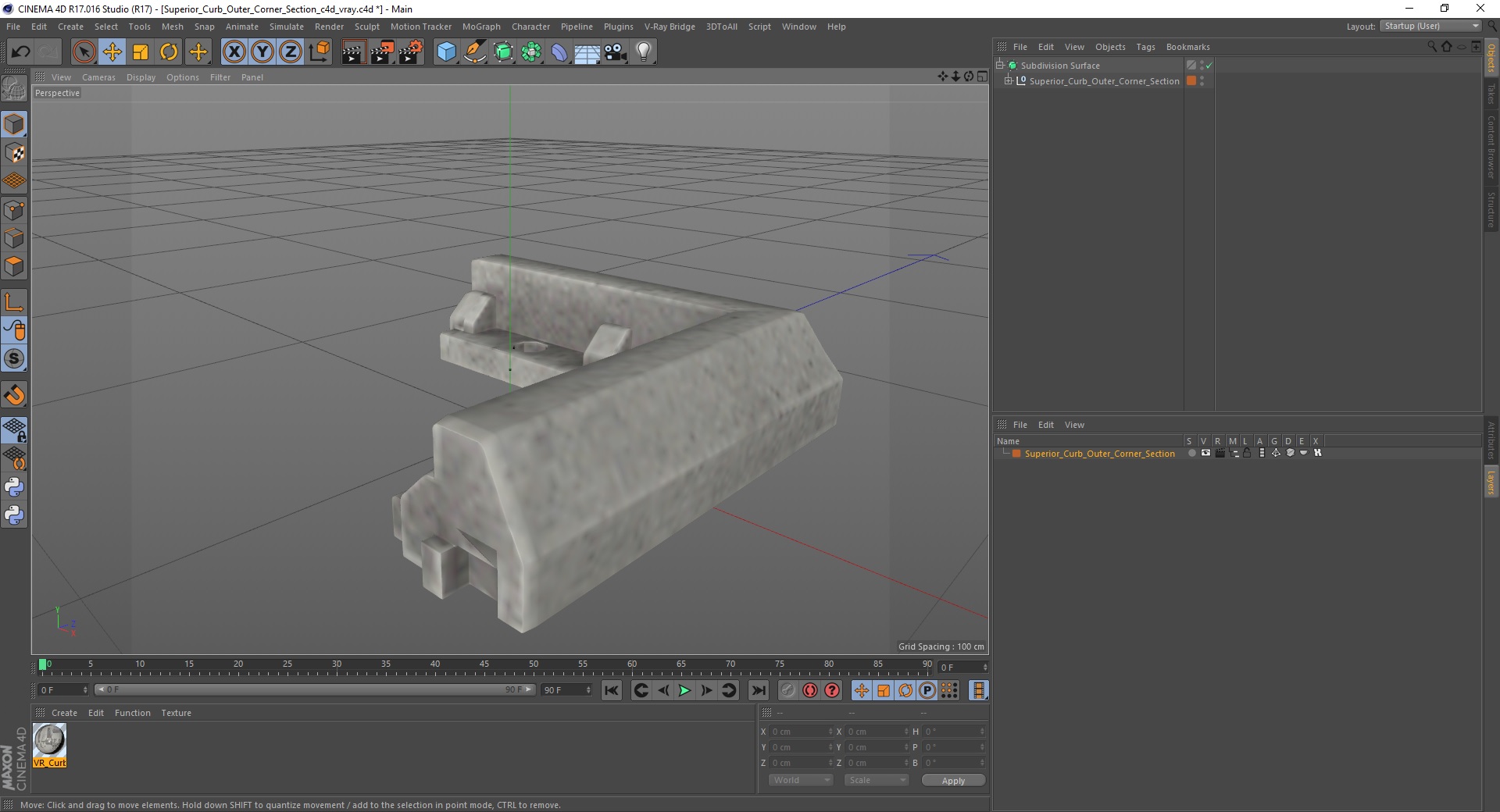 Superior Curb Outer Corner Section 3D model