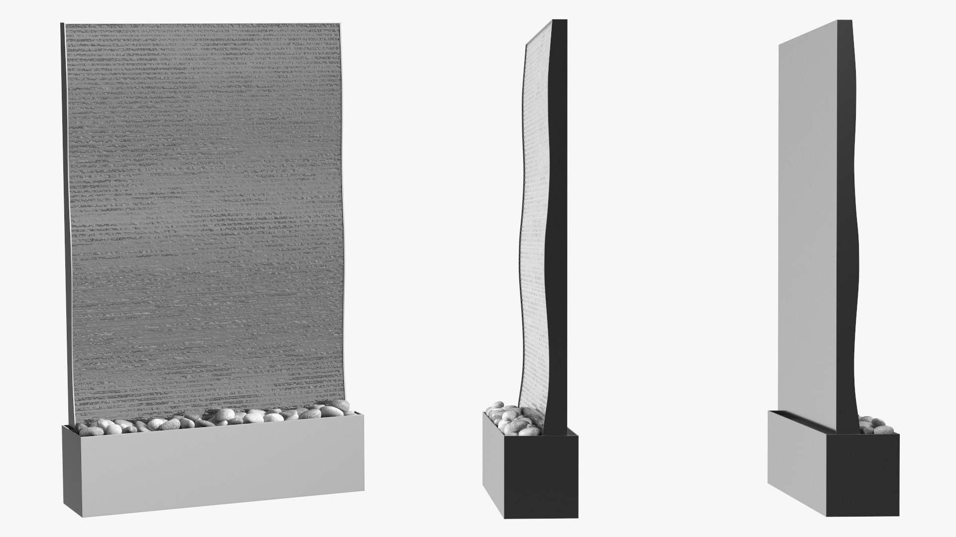 3D Metallic Wall Fountain with Water model