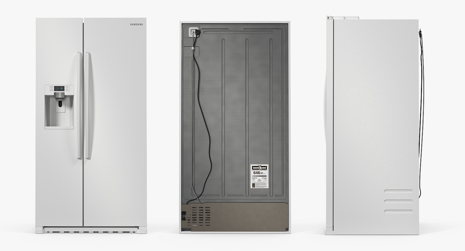 3D Samsung Side By Side Refrigerator Open model