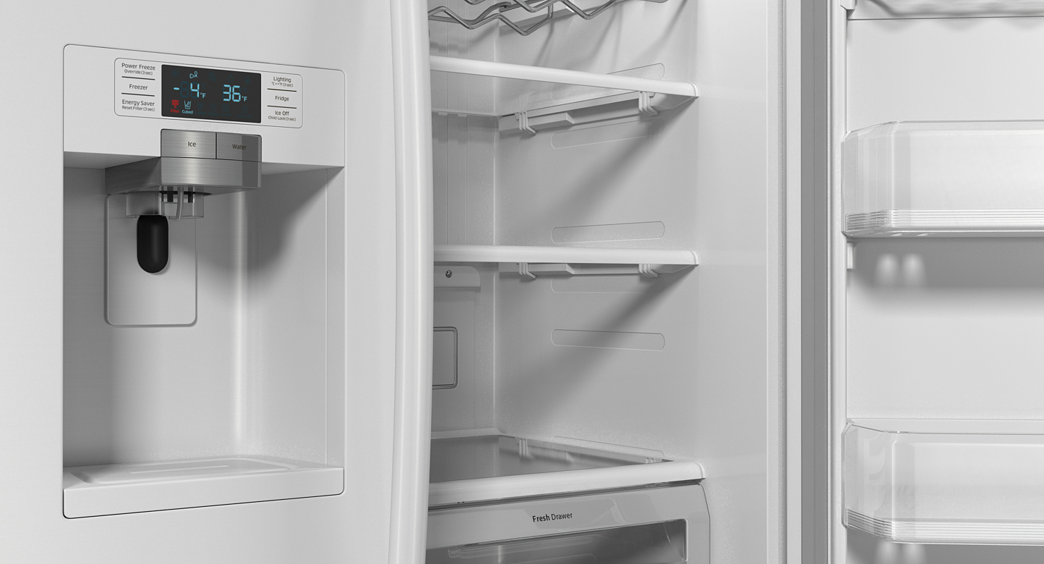 3D Samsung Side By Side Refrigerator Open model