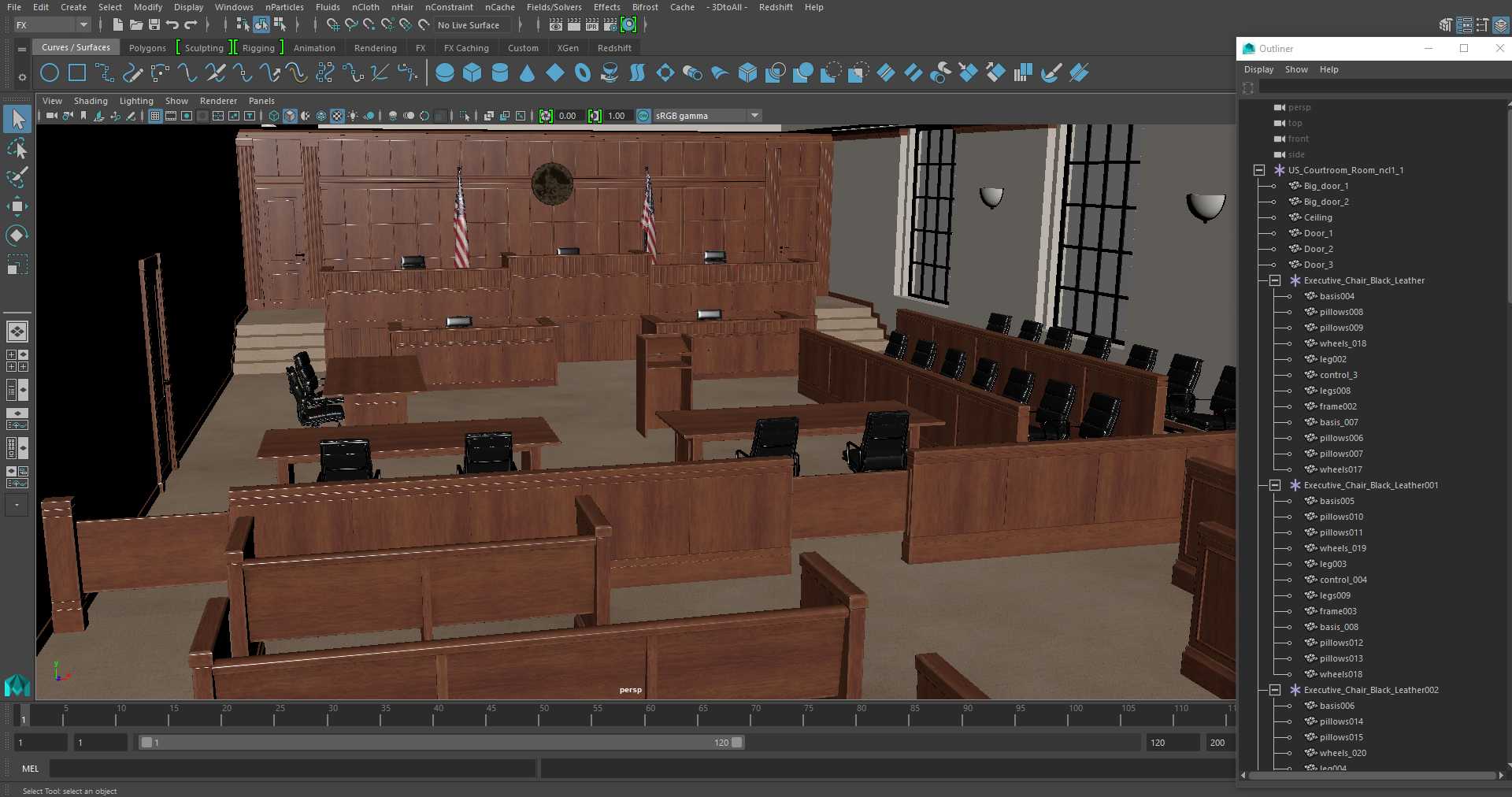 US Courtroom Room 3D