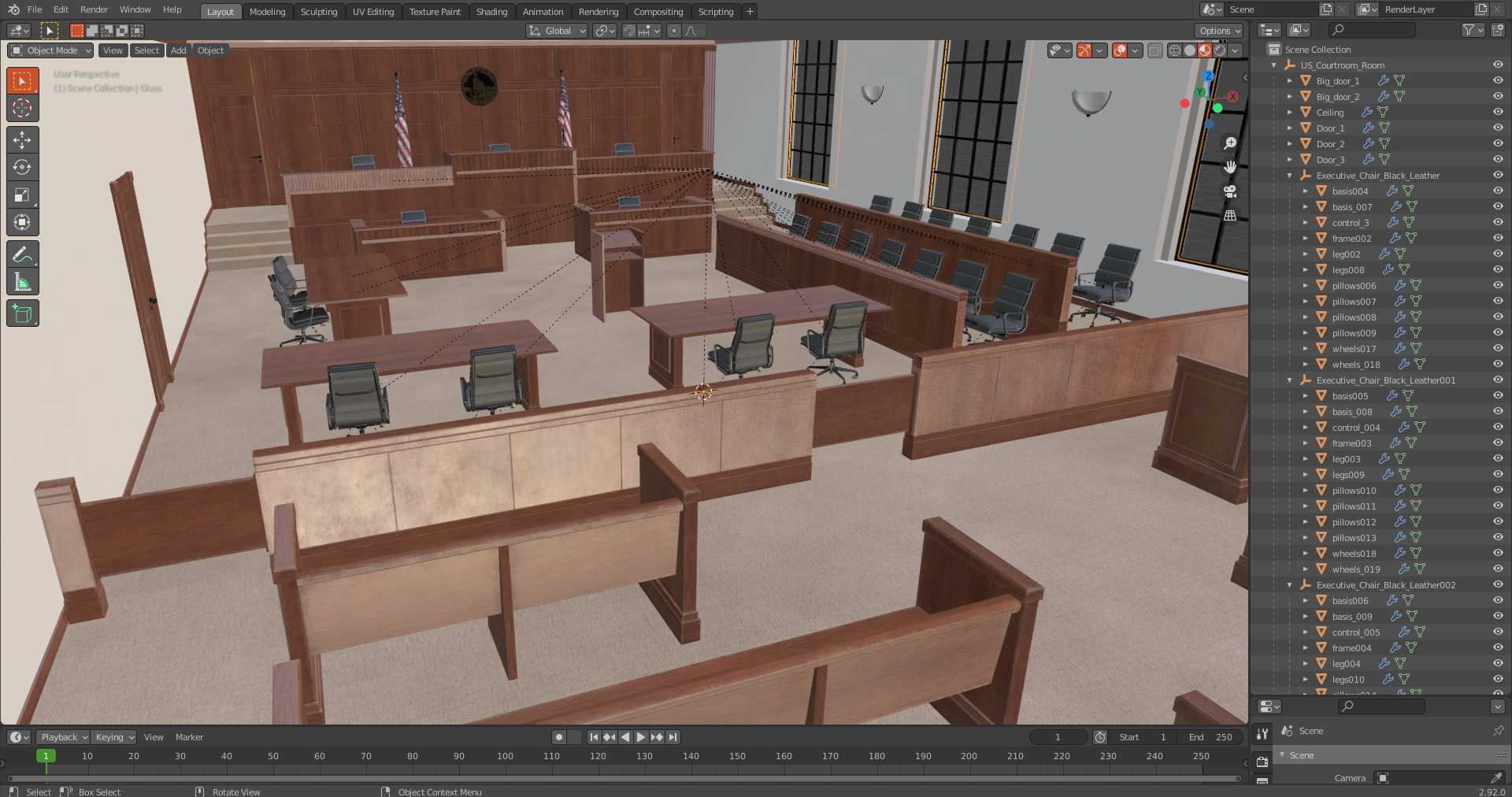 US Courtroom Room 3D