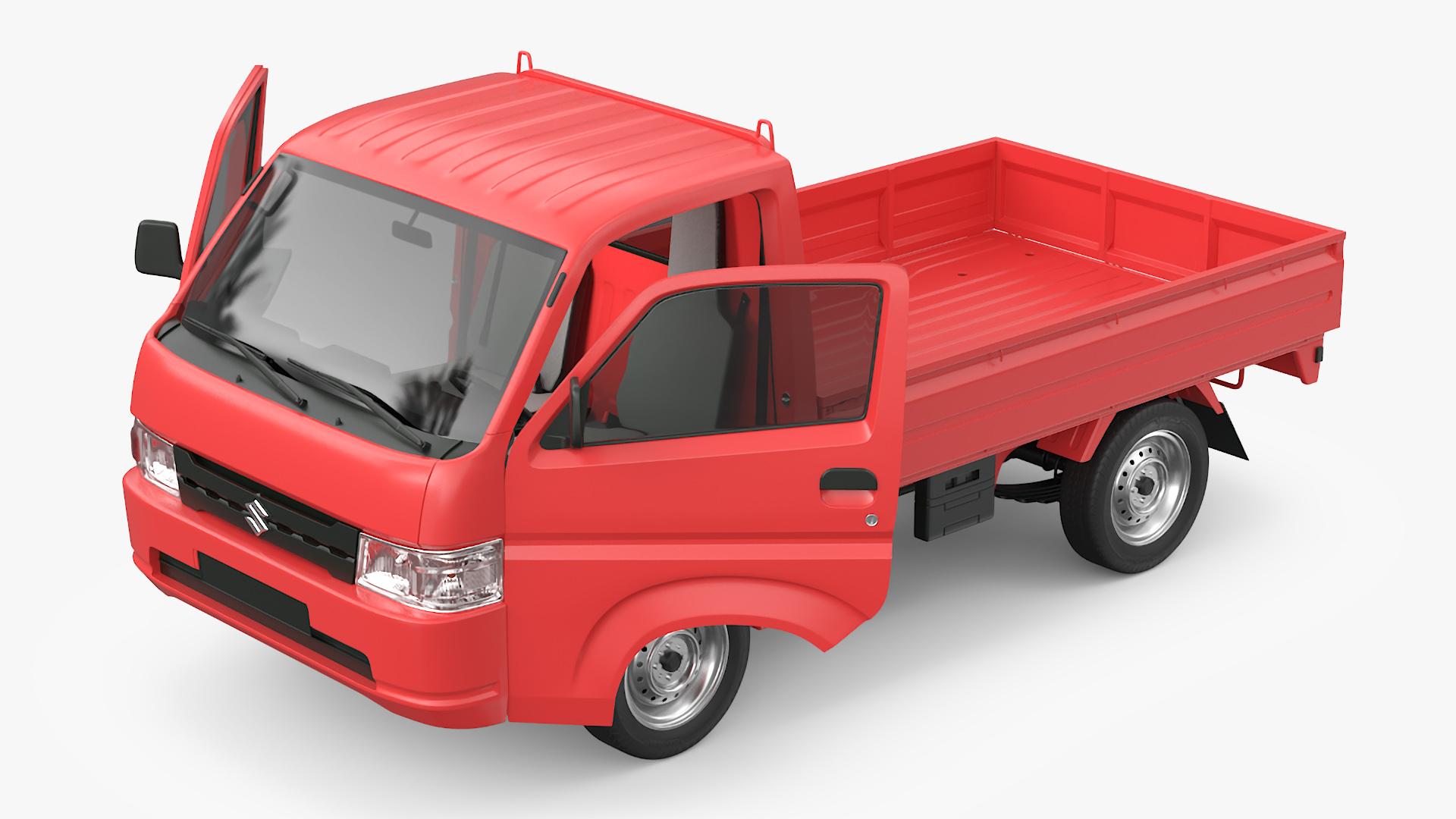 Red Suzuki Carry Truck with a Load of Bricks 3D model