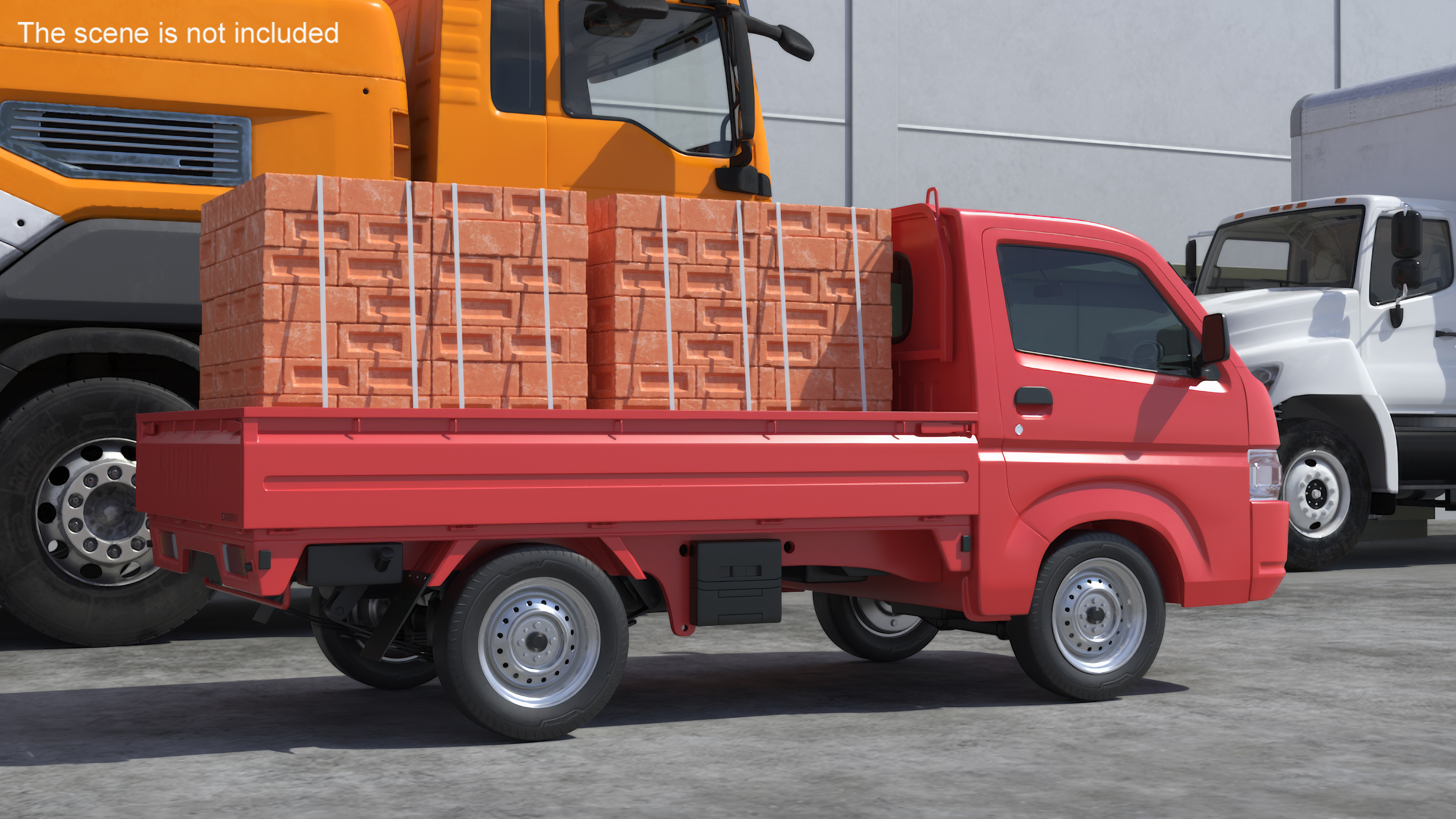 Red Suzuki Carry Truck with a Load of Bricks 3D model
