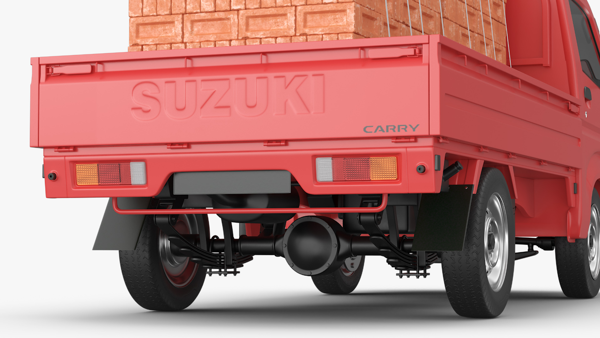 Red Suzuki Carry Truck with a Load of Bricks 3D model