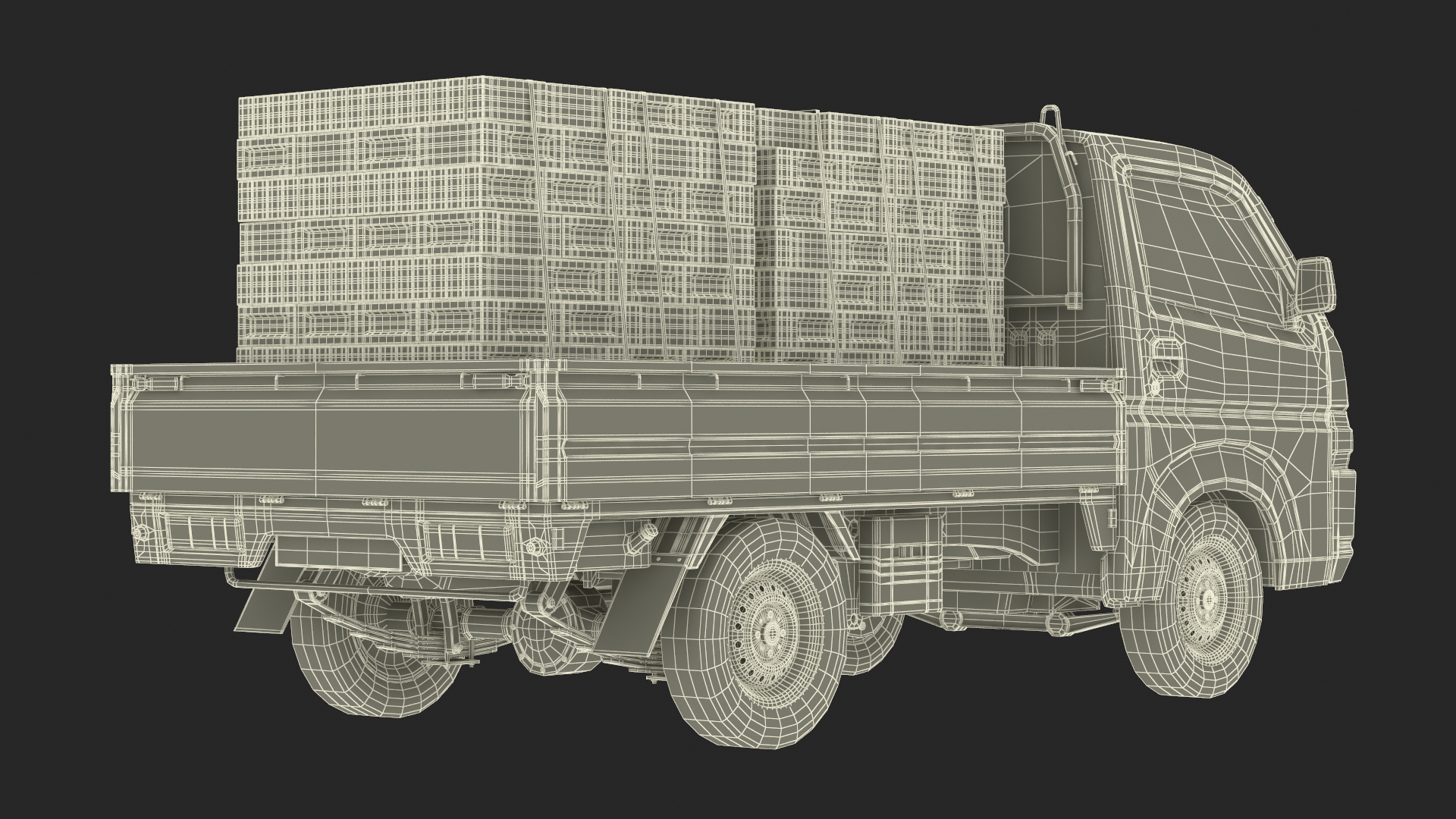 Red Suzuki Carry Truck with a Load of Bricks 3D model