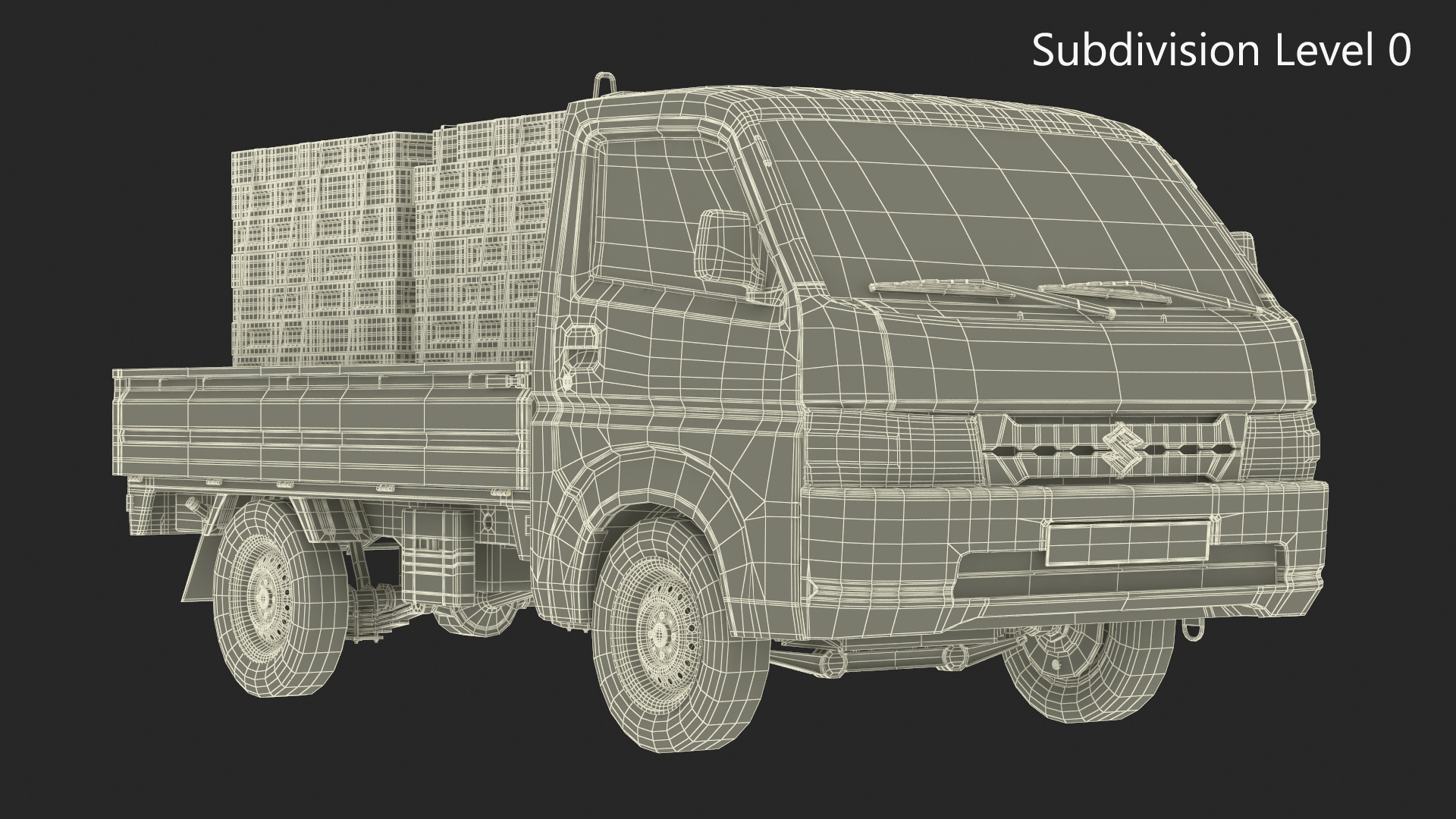 Red Suzuki Carry Truck with a Load of Bricks 3D model