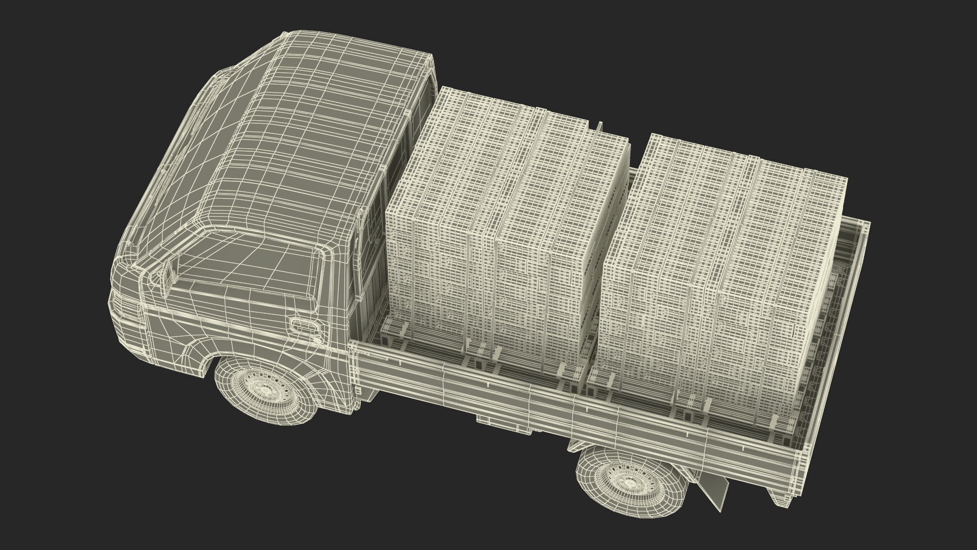 Red Suzuki Carry Truck with a Load of Bricks 3D model