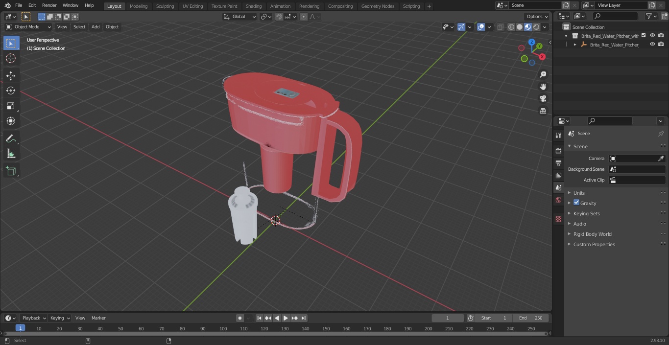 3D model Brita Red Water Pitcher with Filter