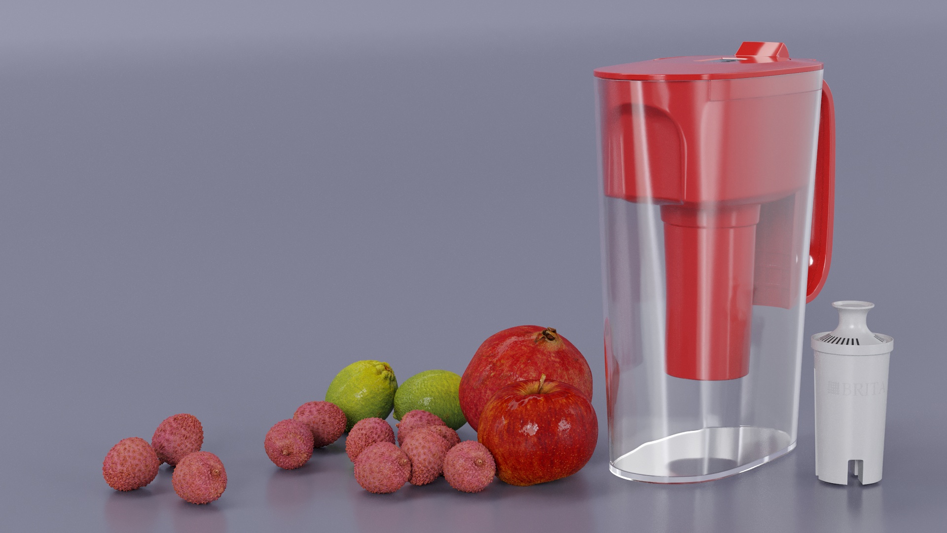 3D model Brita Red Water Pitcher with Filter