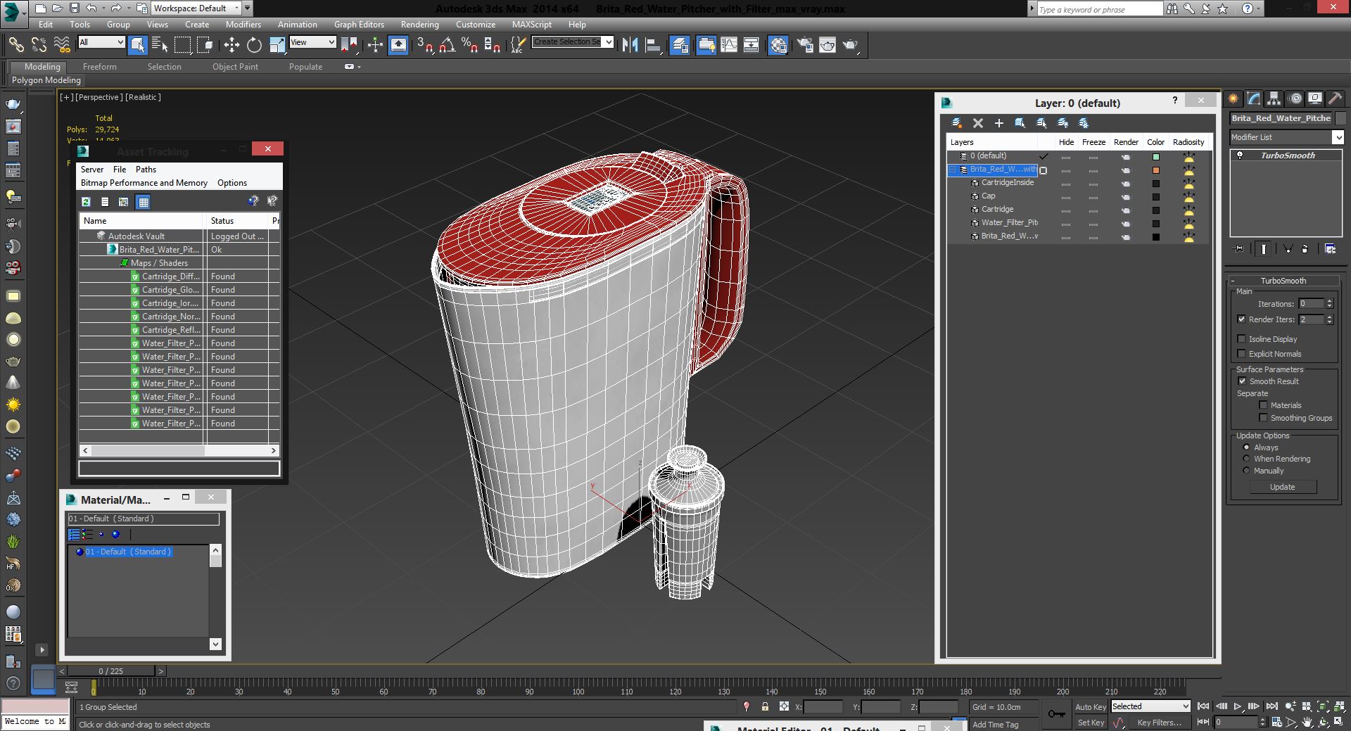 3D model Brita Red Water Pitcher with Filter