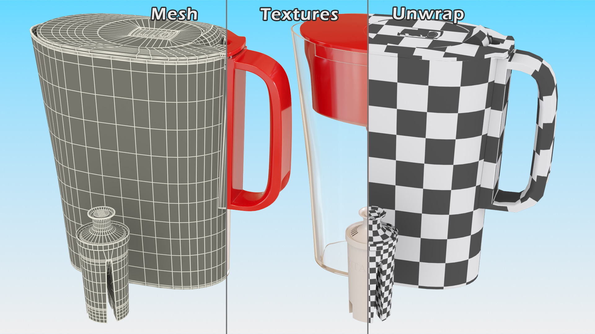 3D model Brita Red Water Pitcher with Filter