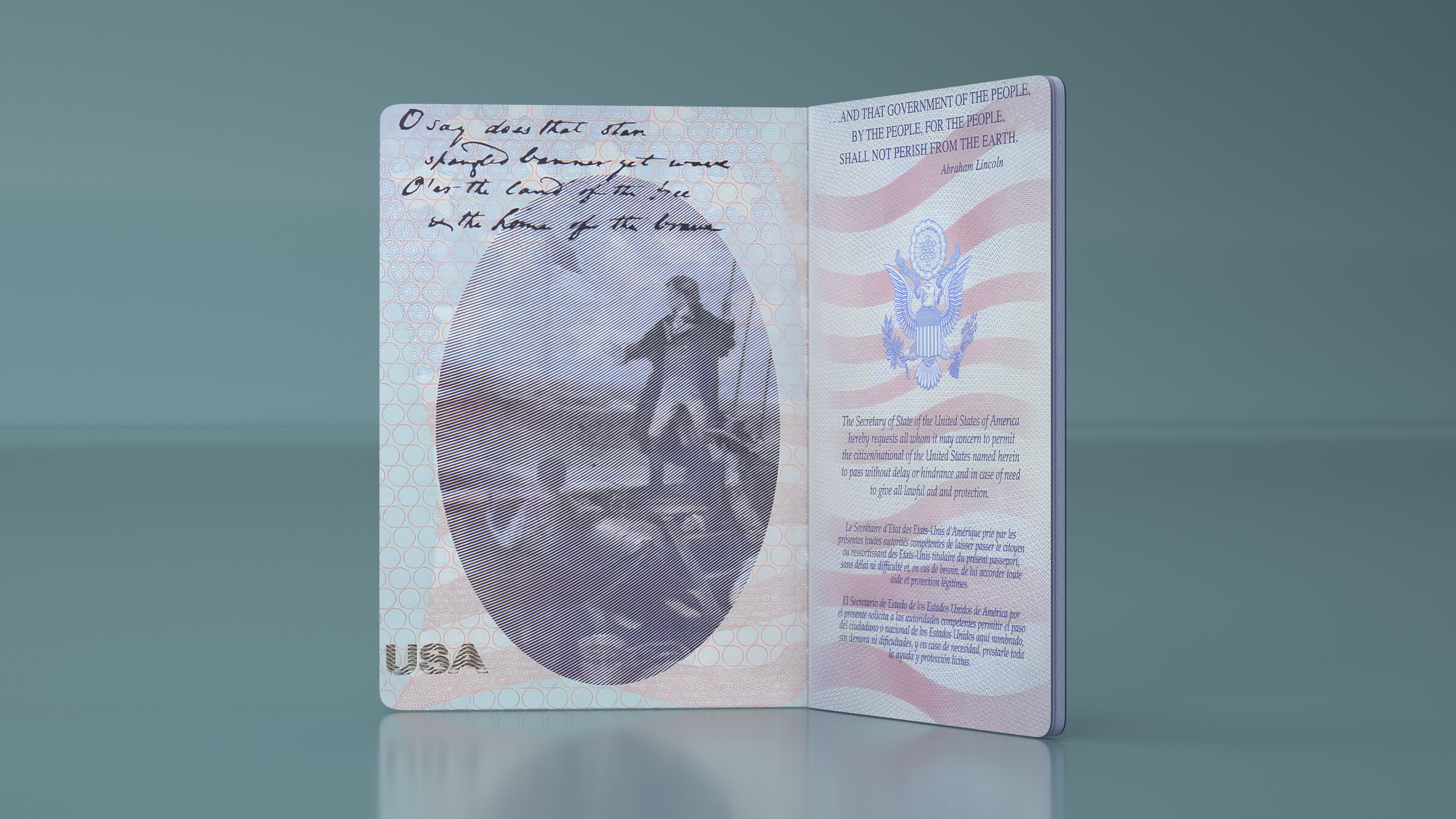 3D United States Passport Open Cover model