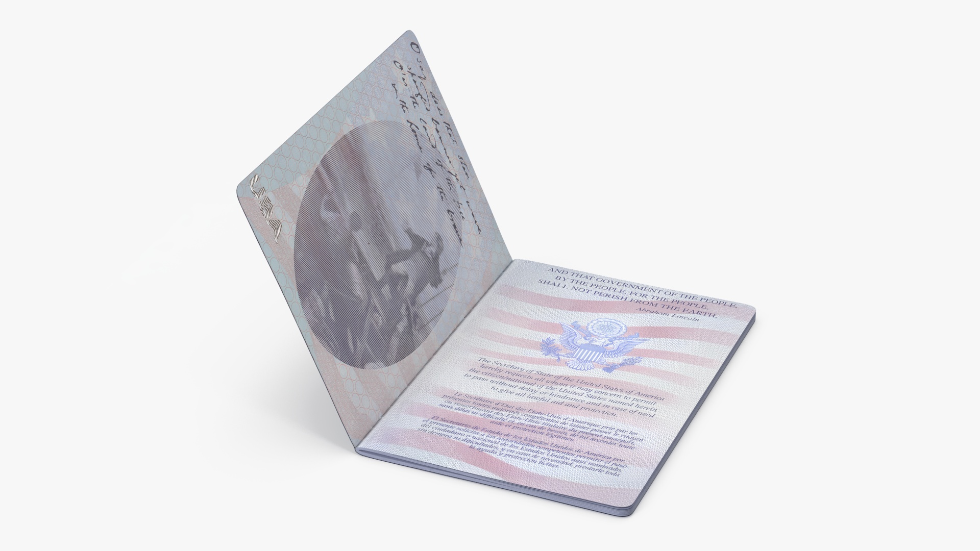 3D United States Passport Open Cover model