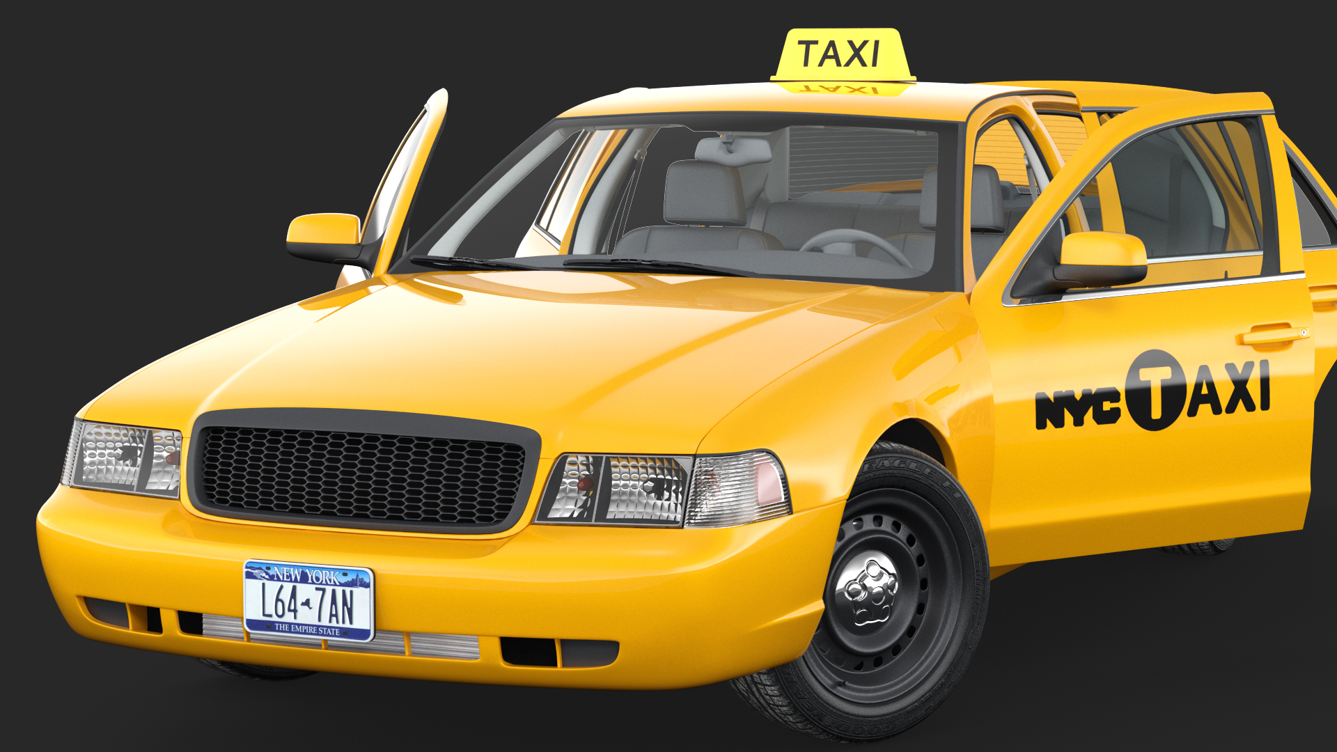 3D Ford Crown Victoria Yellow Taxi