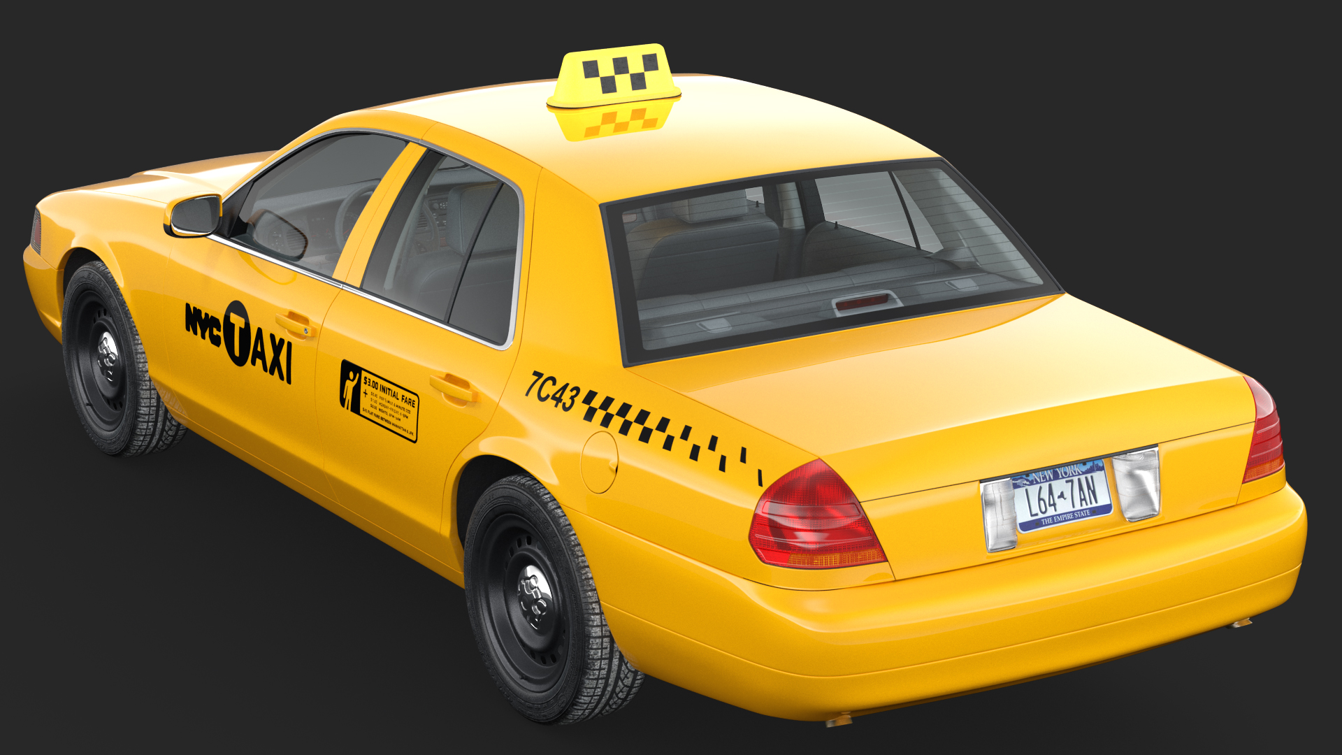 3D Ford Crown Victoria Yellow Taxi