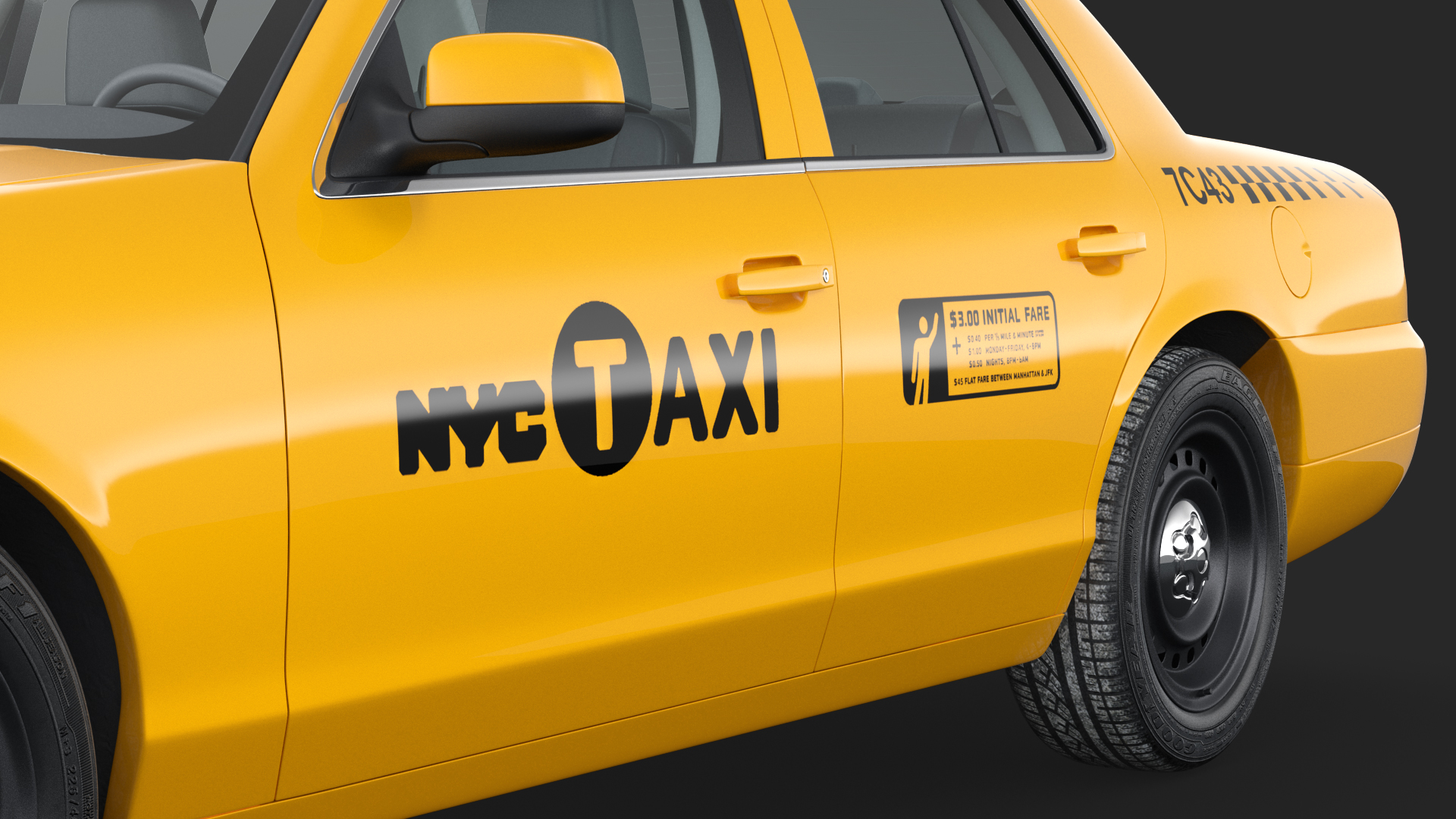 3D Ford Crown Victoria Yellow Taxi