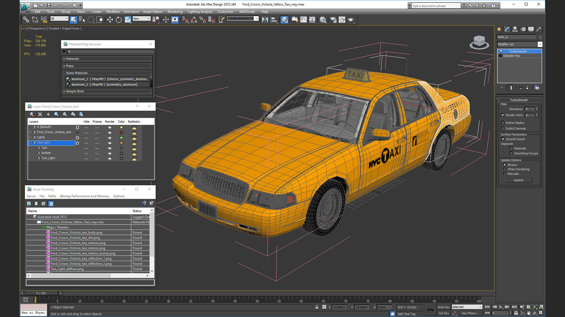 3D Ford Crown Victoria Yellow Taxi