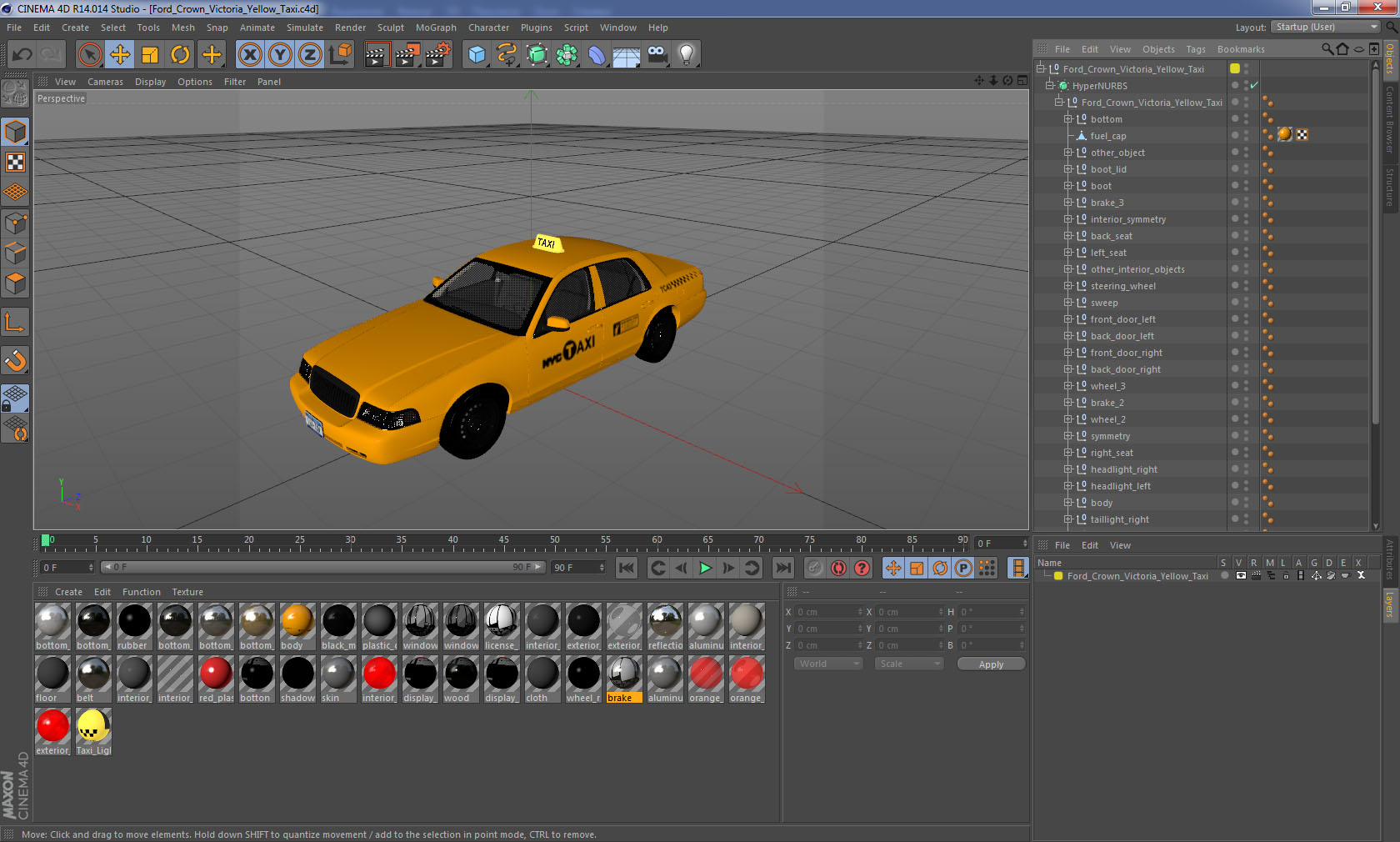 3D Ford Crown Victoria Yellow Taxi