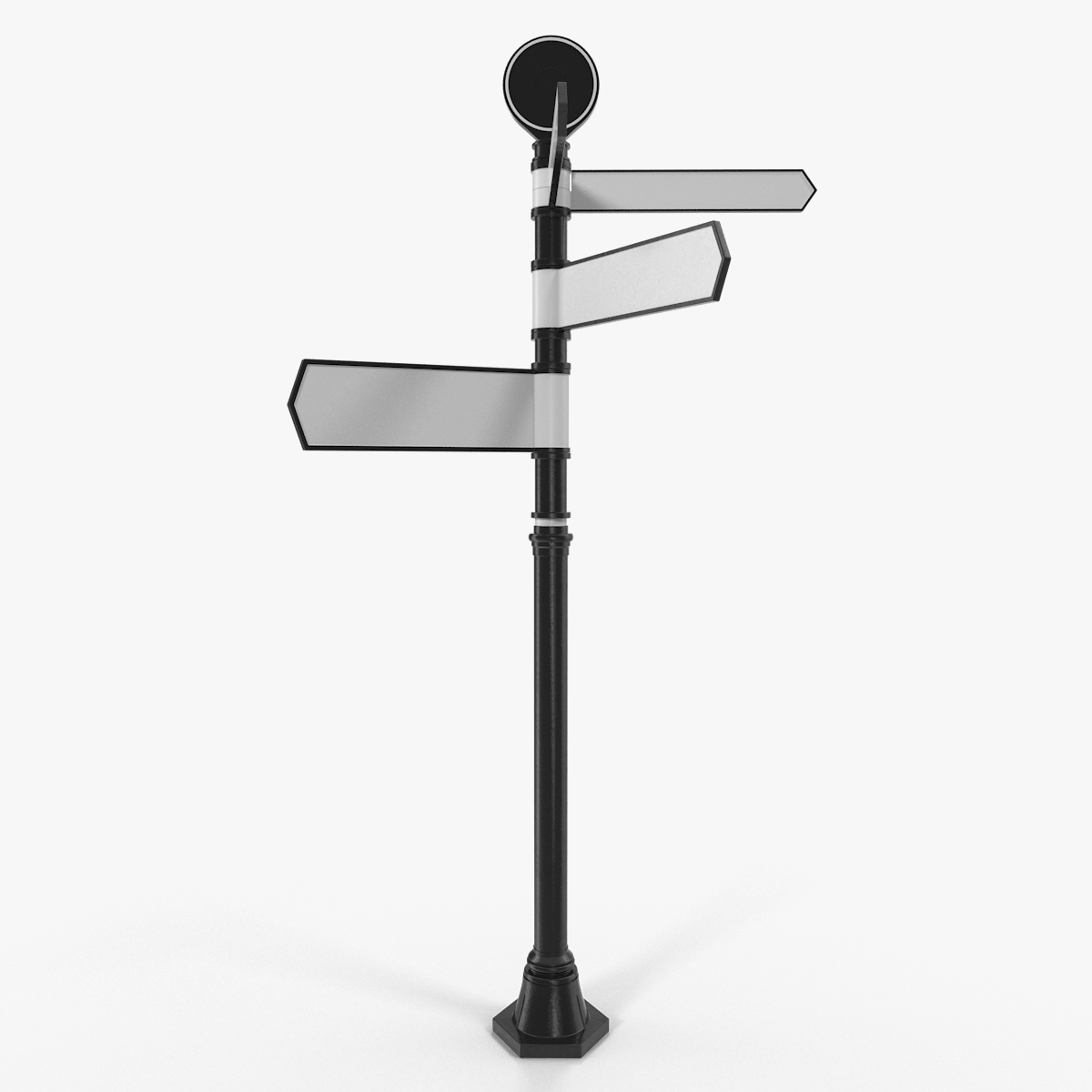 Blank Four Way Signpost Black, view 3