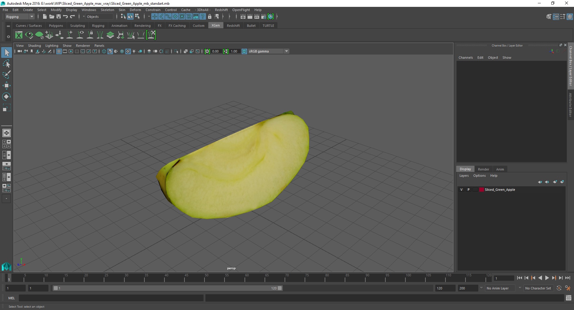 3D Sliced Green Apple model