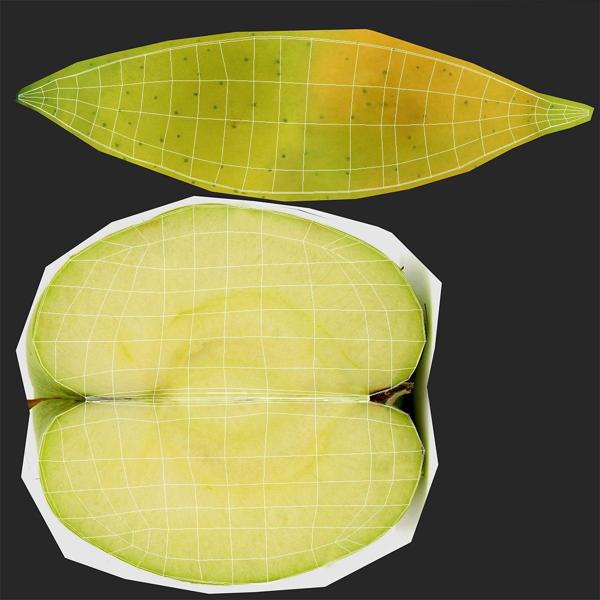 3D Sliced Green Apple model