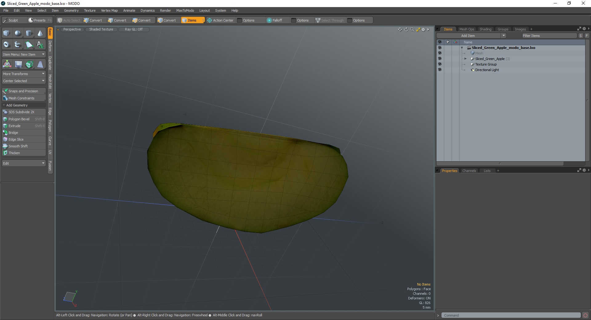 3D Sliced Green Apple model