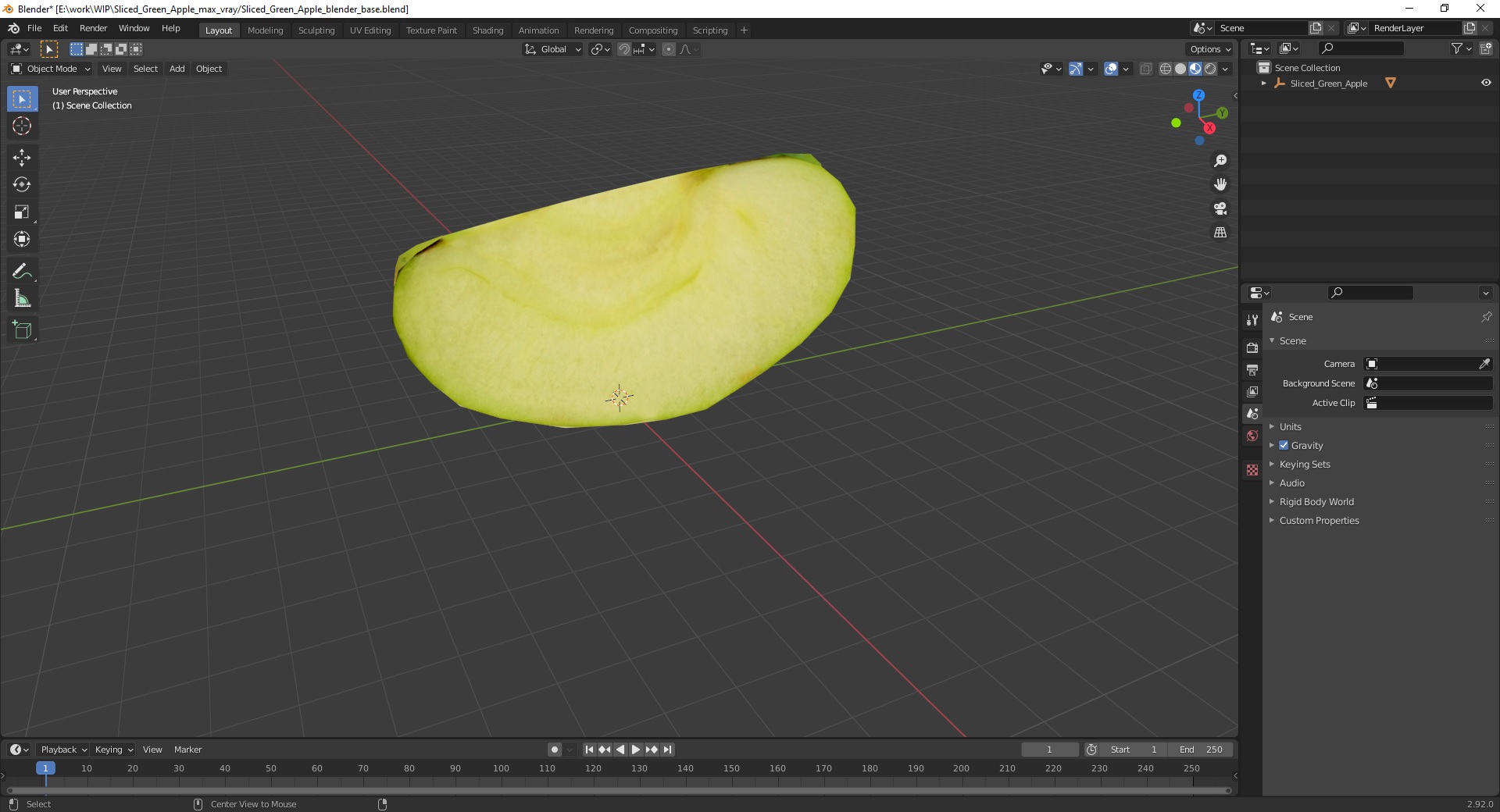 3D Sliced Green Apple model