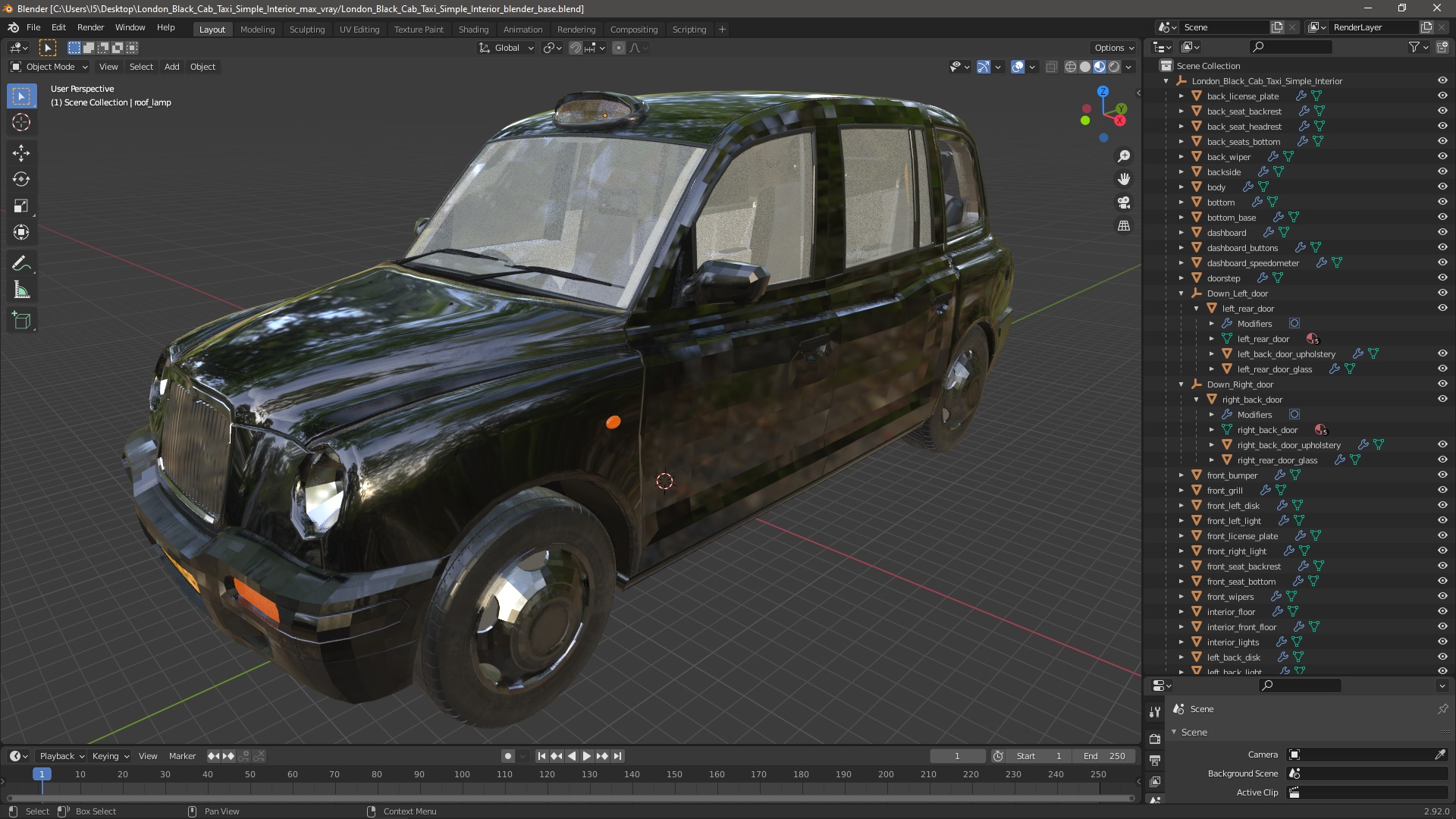 London Black Cab Taxi Simple Interior 3D