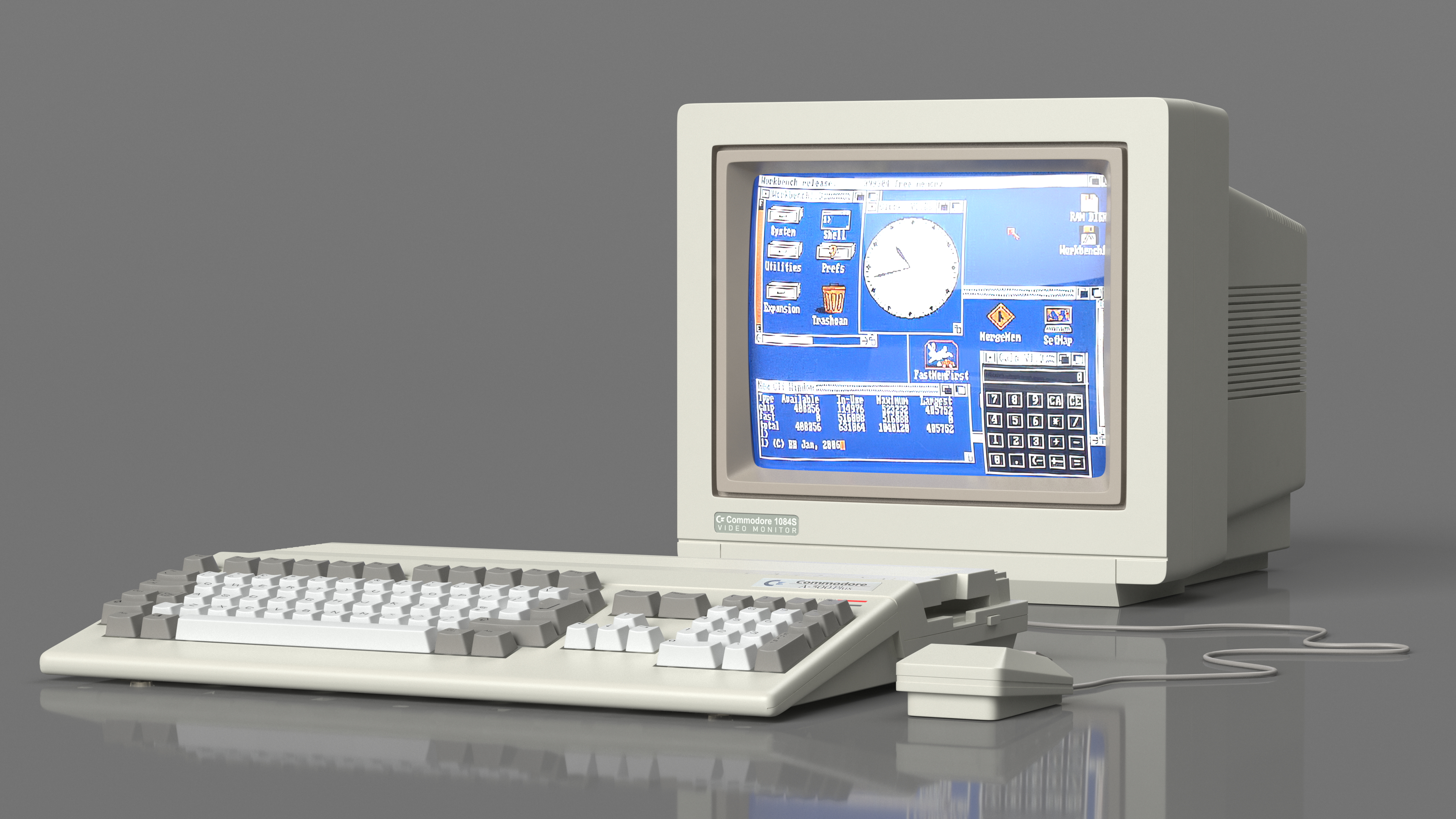 3D Commodore Amiga 500 Computer with Monitor